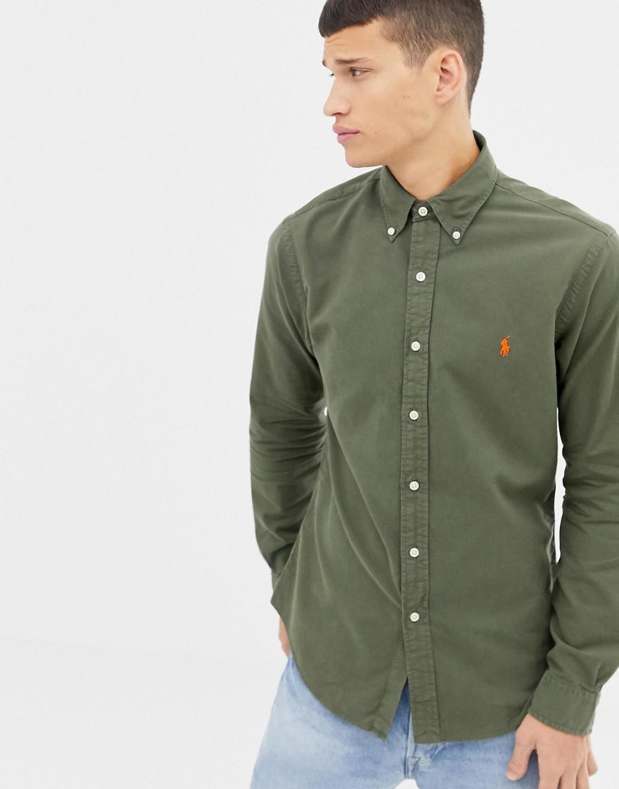 khaki green ralph lauren shirt