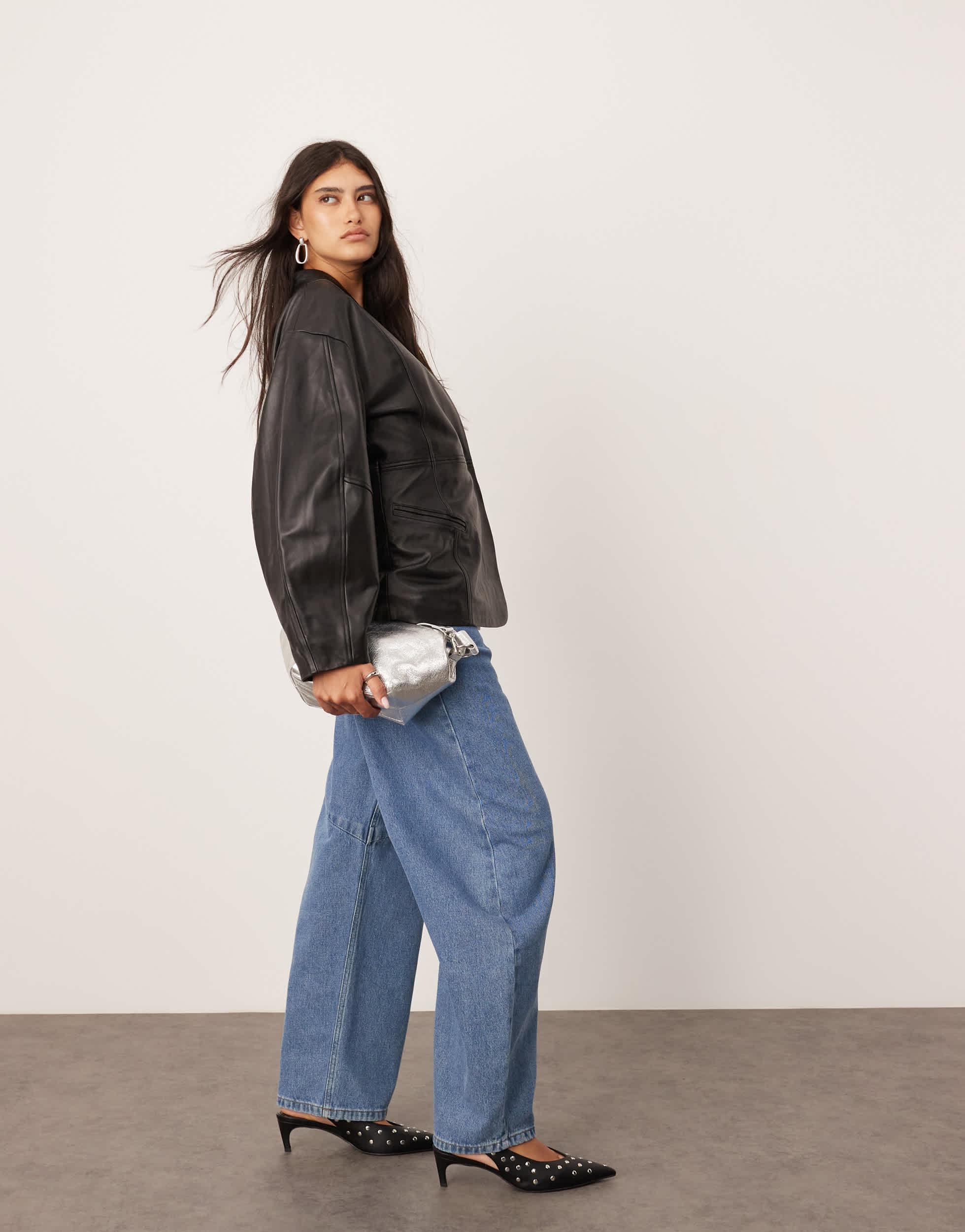 Leder Bomberjacke Damen Asos Women's Bomber Oversized Leather