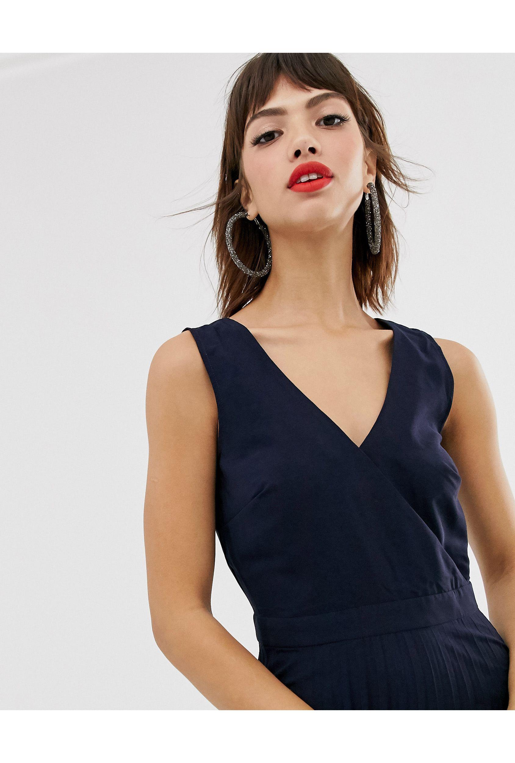 Warehouse Pleated Midi Dress in Blue | Lyst