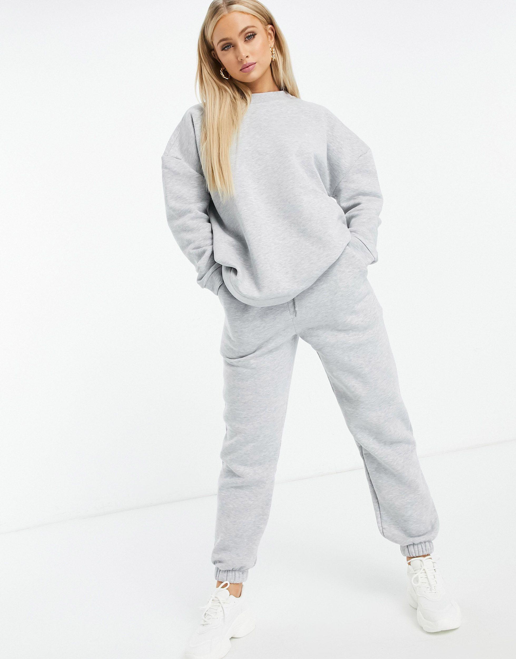 Hourglass - Tuta sportiva oversize grigio mélange con felpa e joggersASOS  in Cotone di colore Grigio | Lyst
