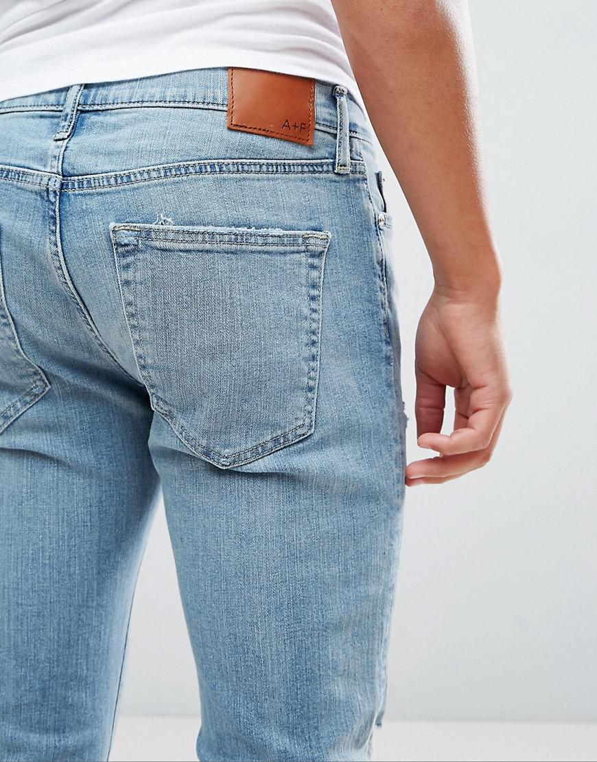 Lyst Abercrombie Fitch Skinny Fit Jeans In Destroyed