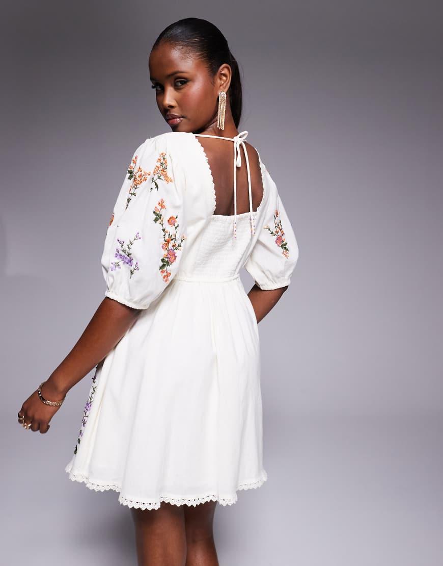 Broderie River Island Puff Sleeve Dress Buy River Island White