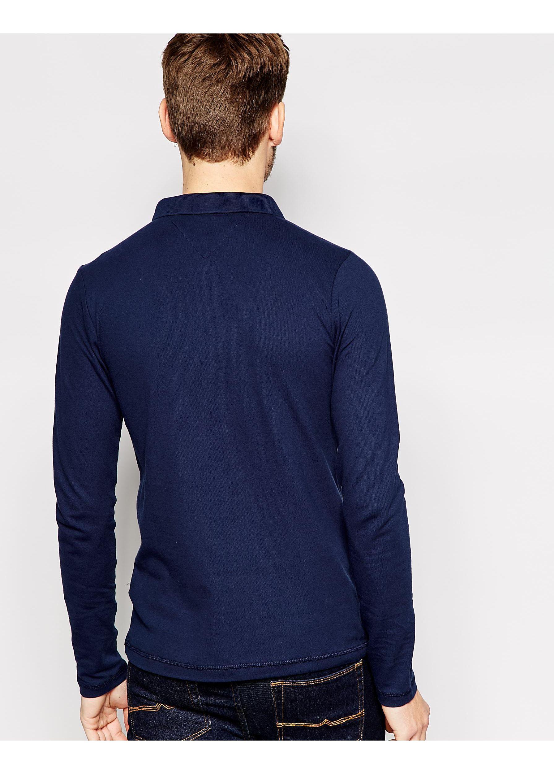 Tommy Hilfiger Hilfiger Denim Polo With Long Sleeves Exclusive At Asos in  Blue for Men | Lyst