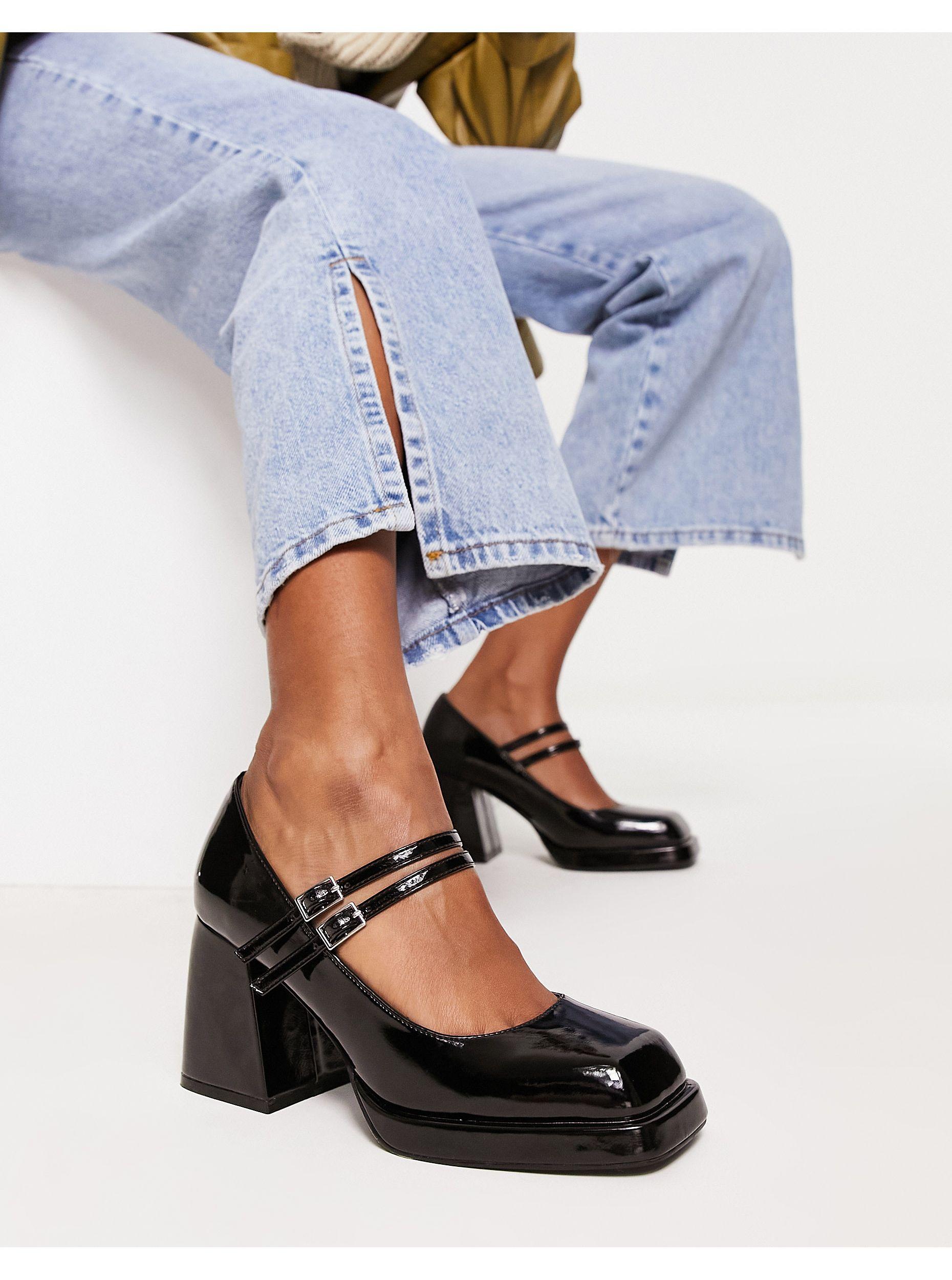 ASOS Sully Platform Mary Jane Mid Shoes in Blue Lyst
