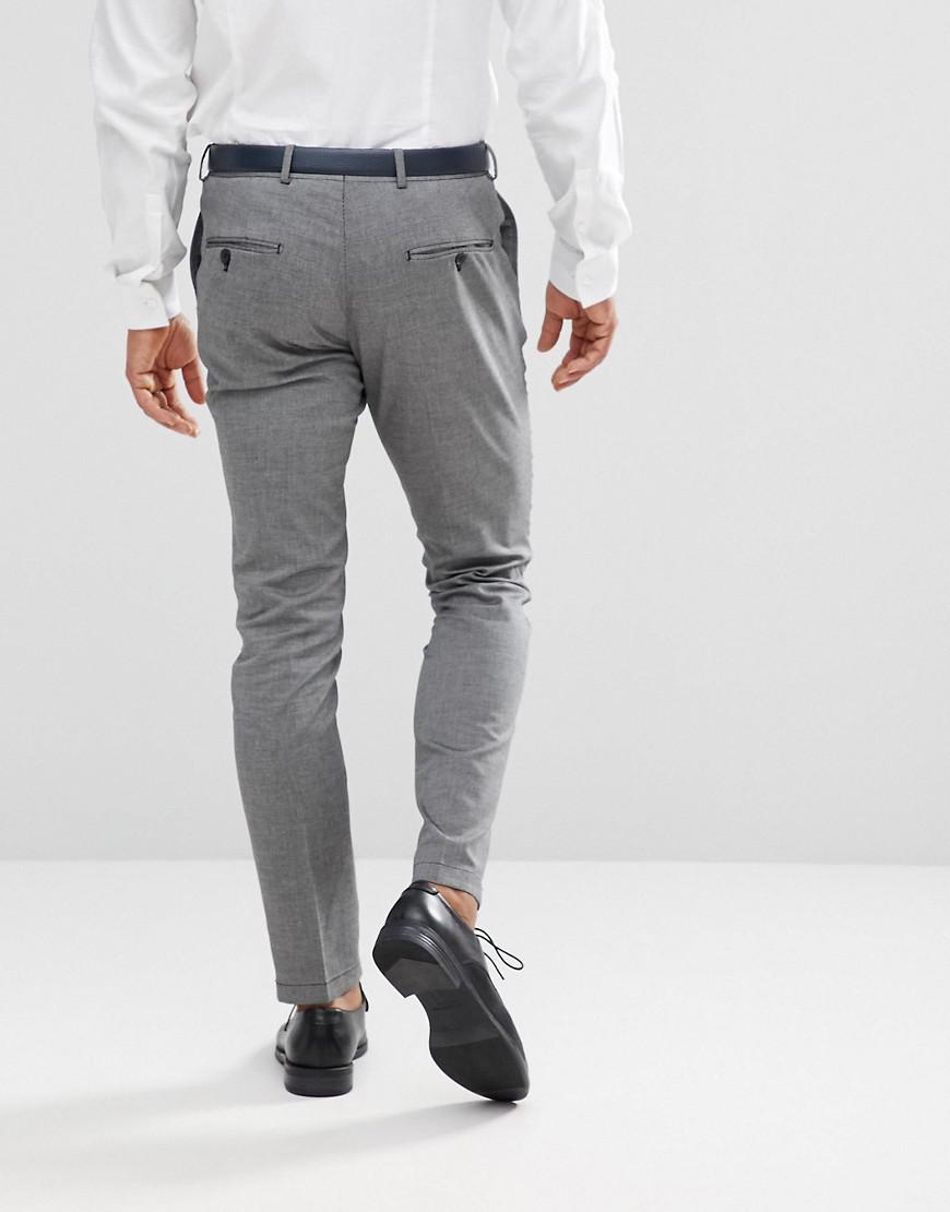 SELECTED Synthetic Skinny Smart Pants With Stretch in Gray for Men - Lyst