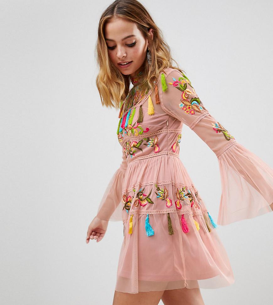 frock and frill embroidered skater dress