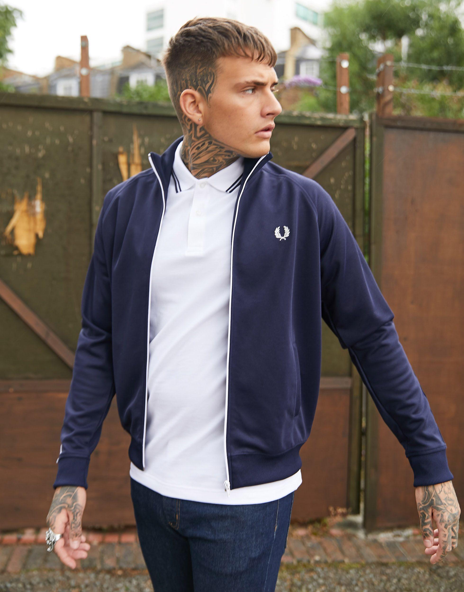 Fred Perry Side Taped Track Jacket in Blue for Men | Lyst UK