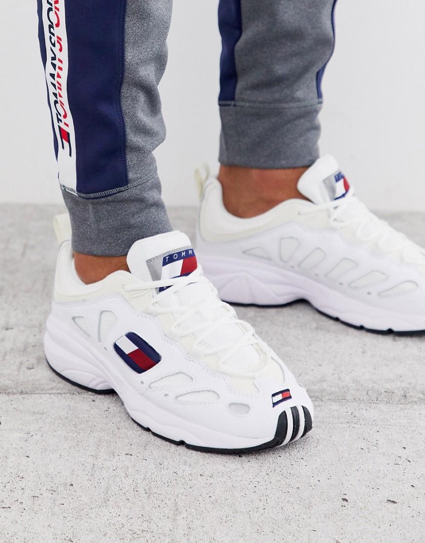 Tommy Hilfiger Flag Logo Retro Leather Dad Trainers in White for Men - Lyst
