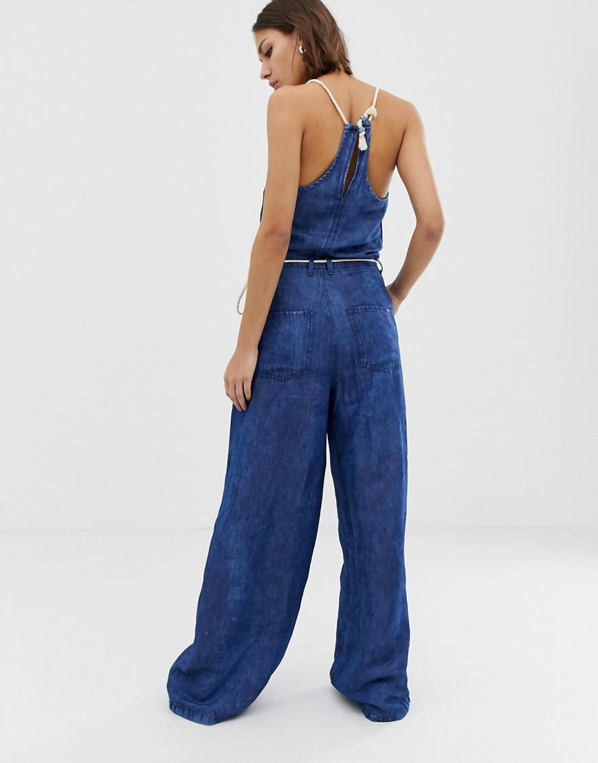 pepe jeans flyer retro denim jumpsuit