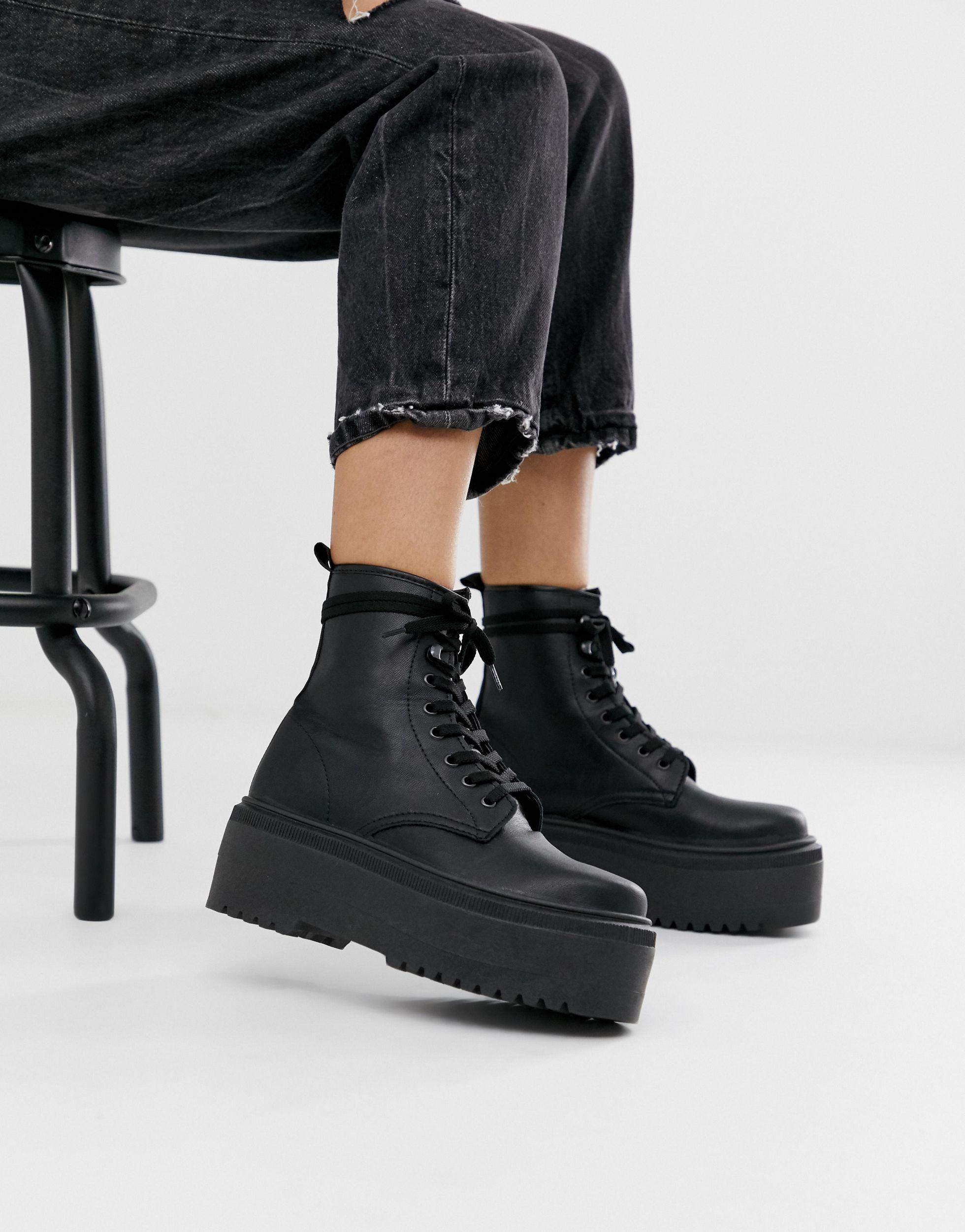ASOS Leather Acton Chunky Lace Up Ankle 