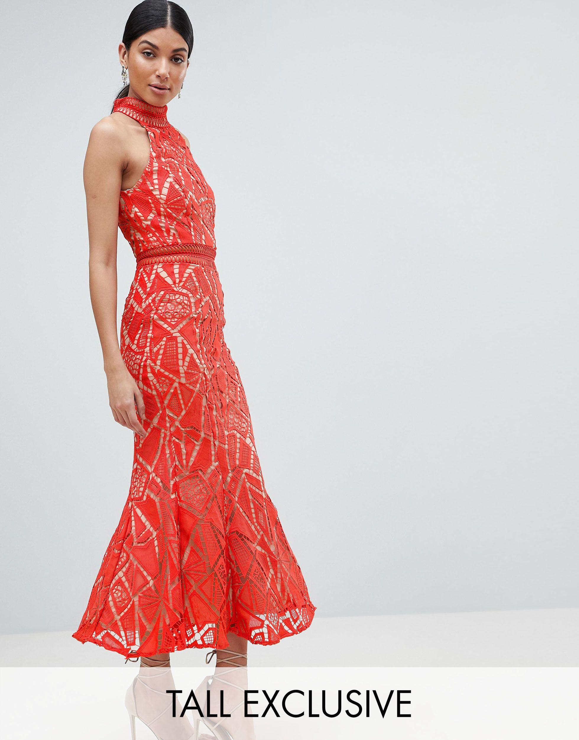 orange fishtail dress
