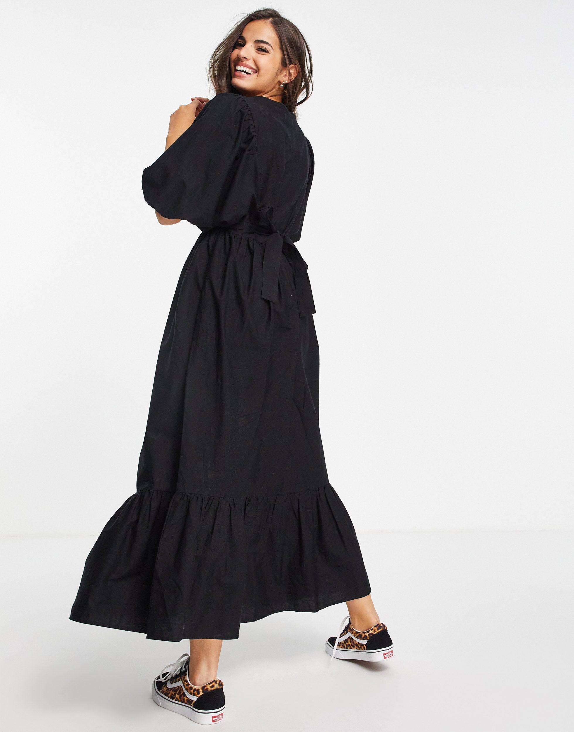 ASOS Cotton Poplin Shirred Bodice Maxi 