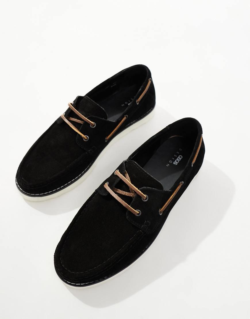 ASOS Lace Up Boat Shoes in Black for Men Lyst UK