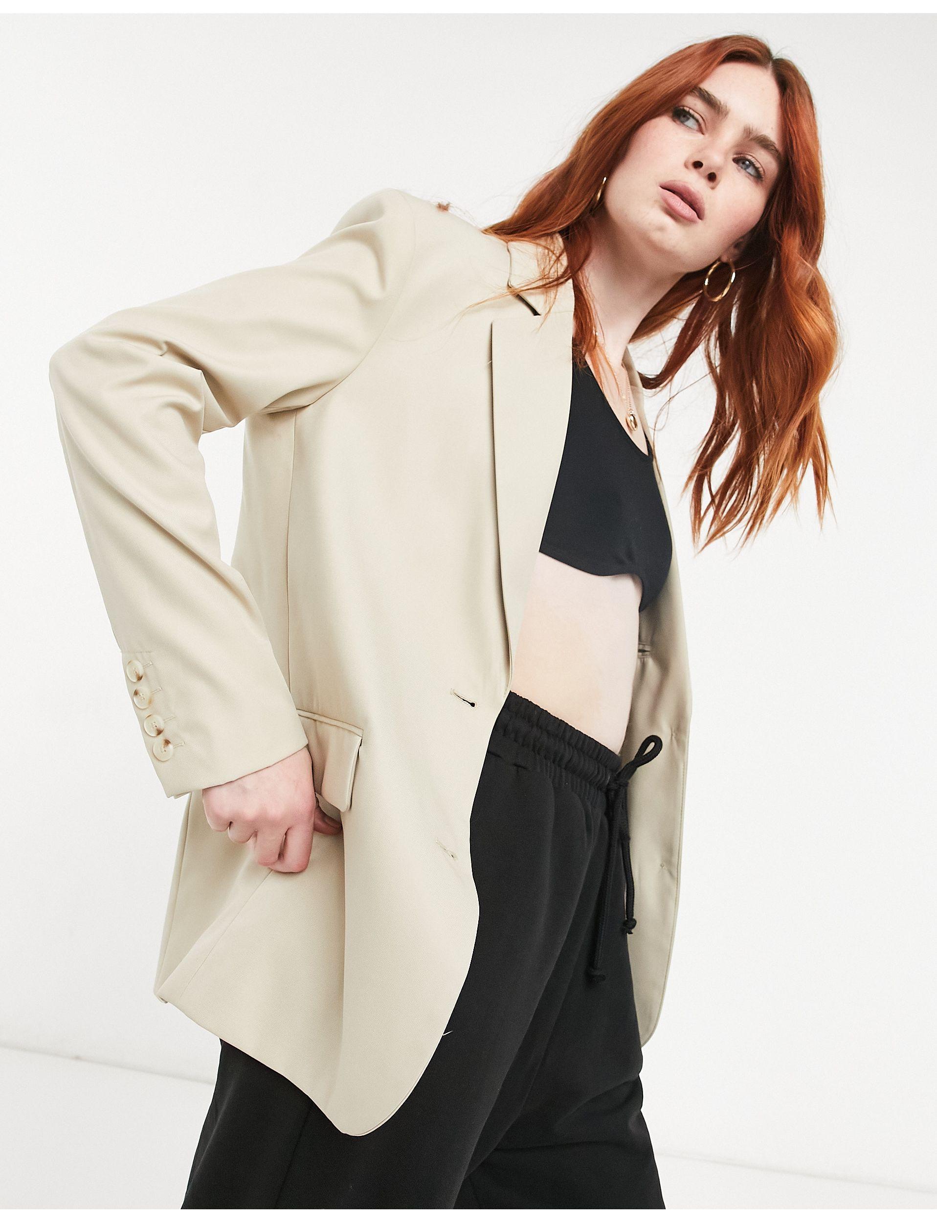 Blazer dad fit oversize color sabbia di Bershka | Lyst