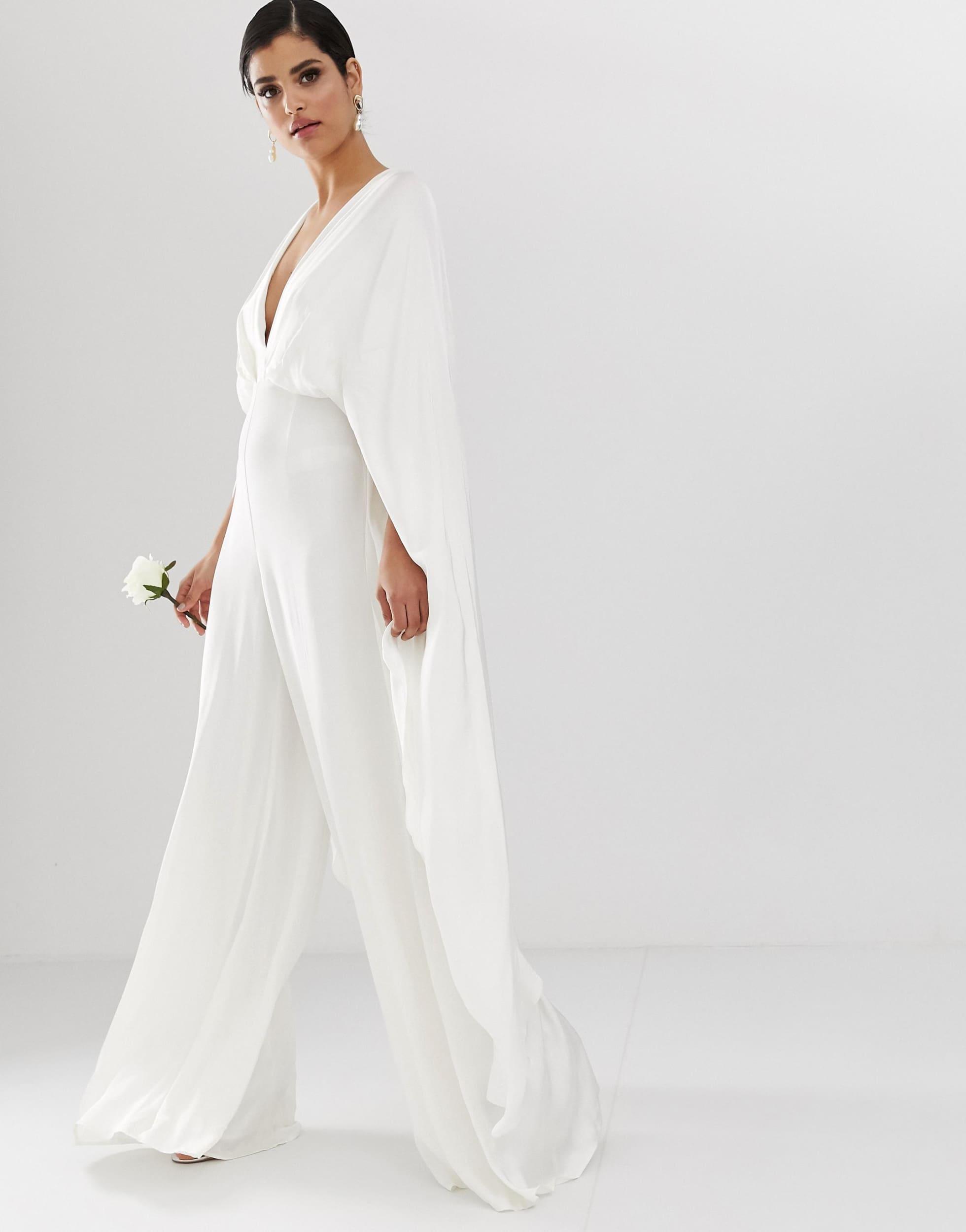 ASOS Tall Cape Sleeve Wedding Jumpsuit in White Lyst
