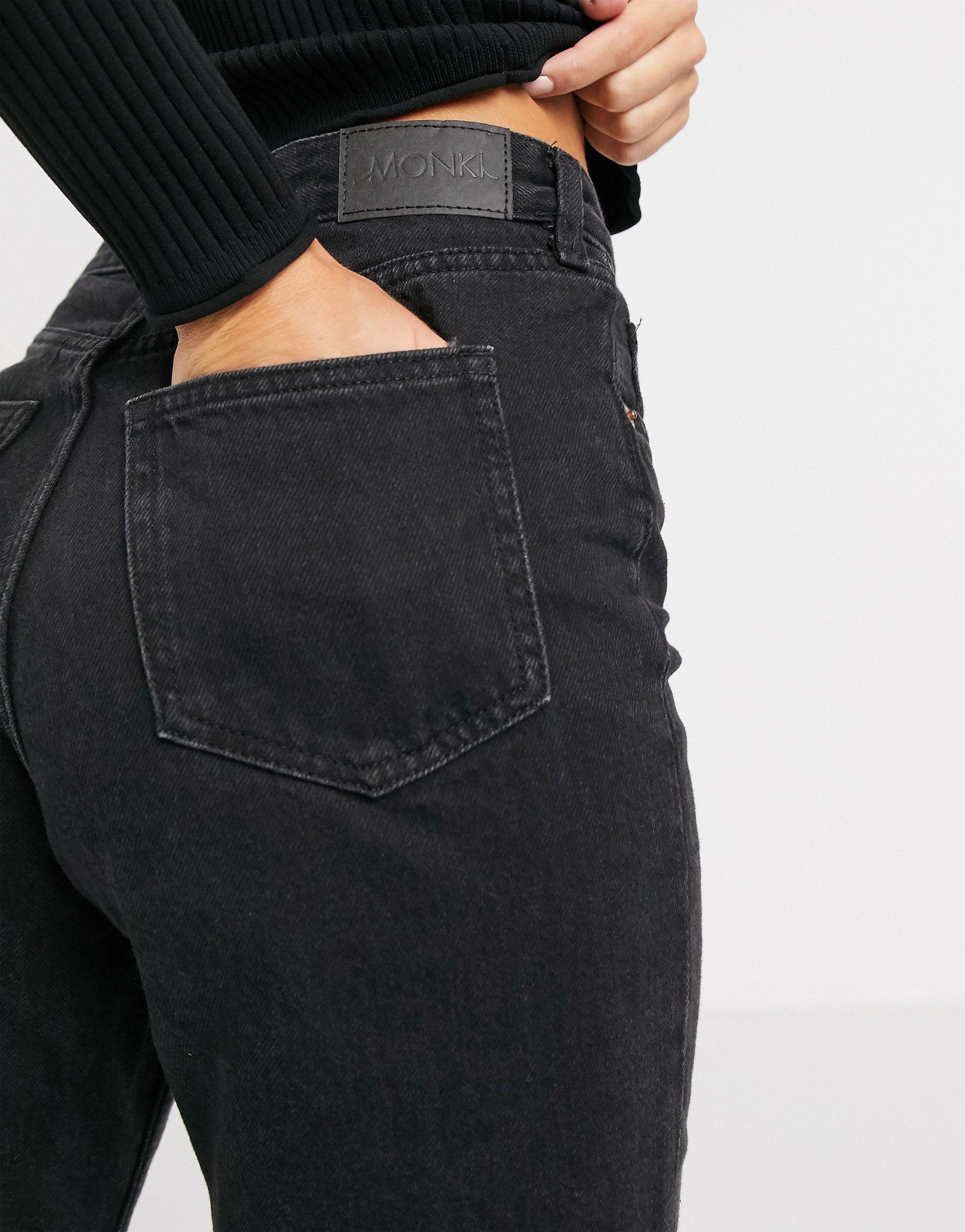 Monki Taiki Organic Cotton High Waist Straight Leg Jean in Black - Lyst