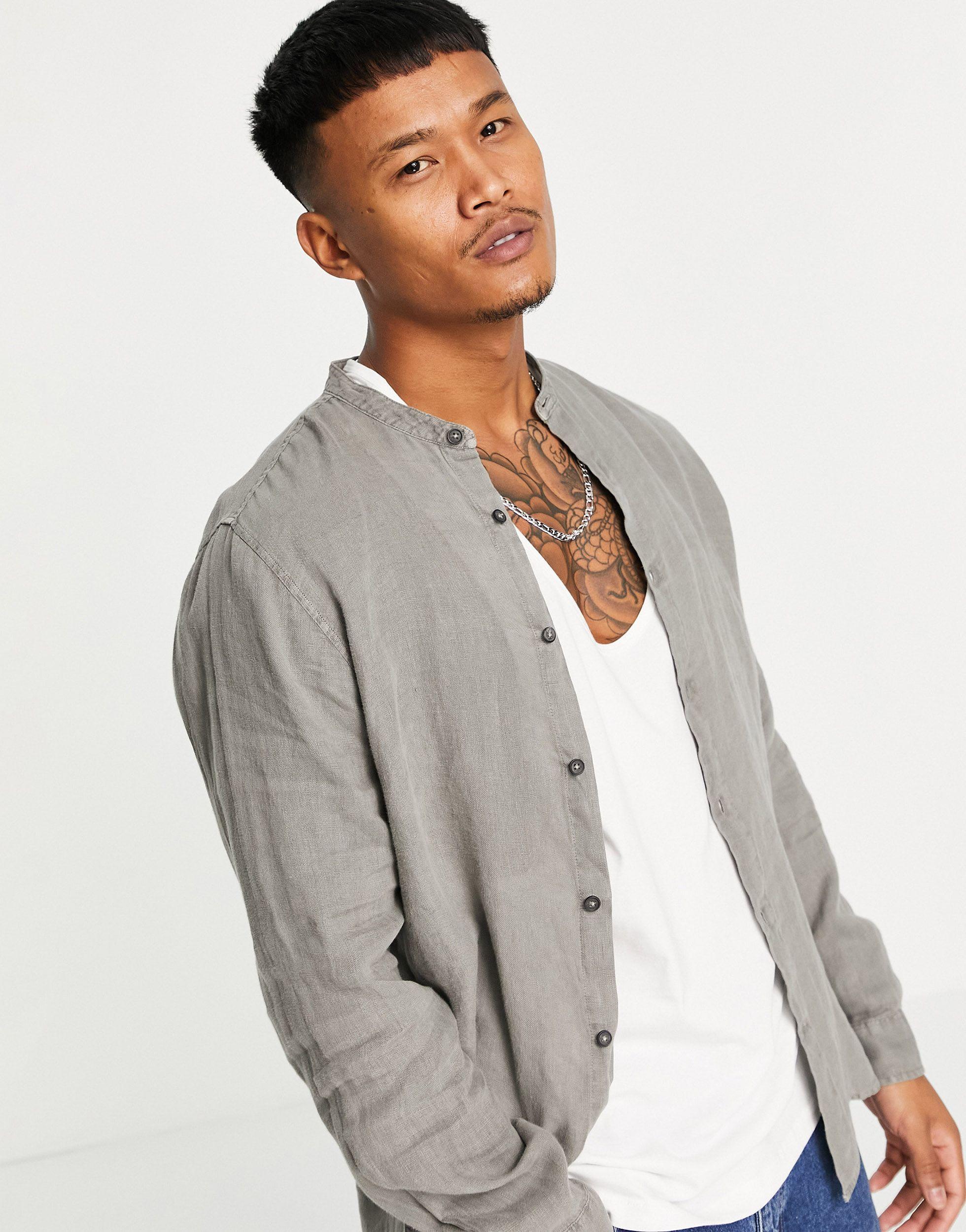 pull and bear grandad collar shirt