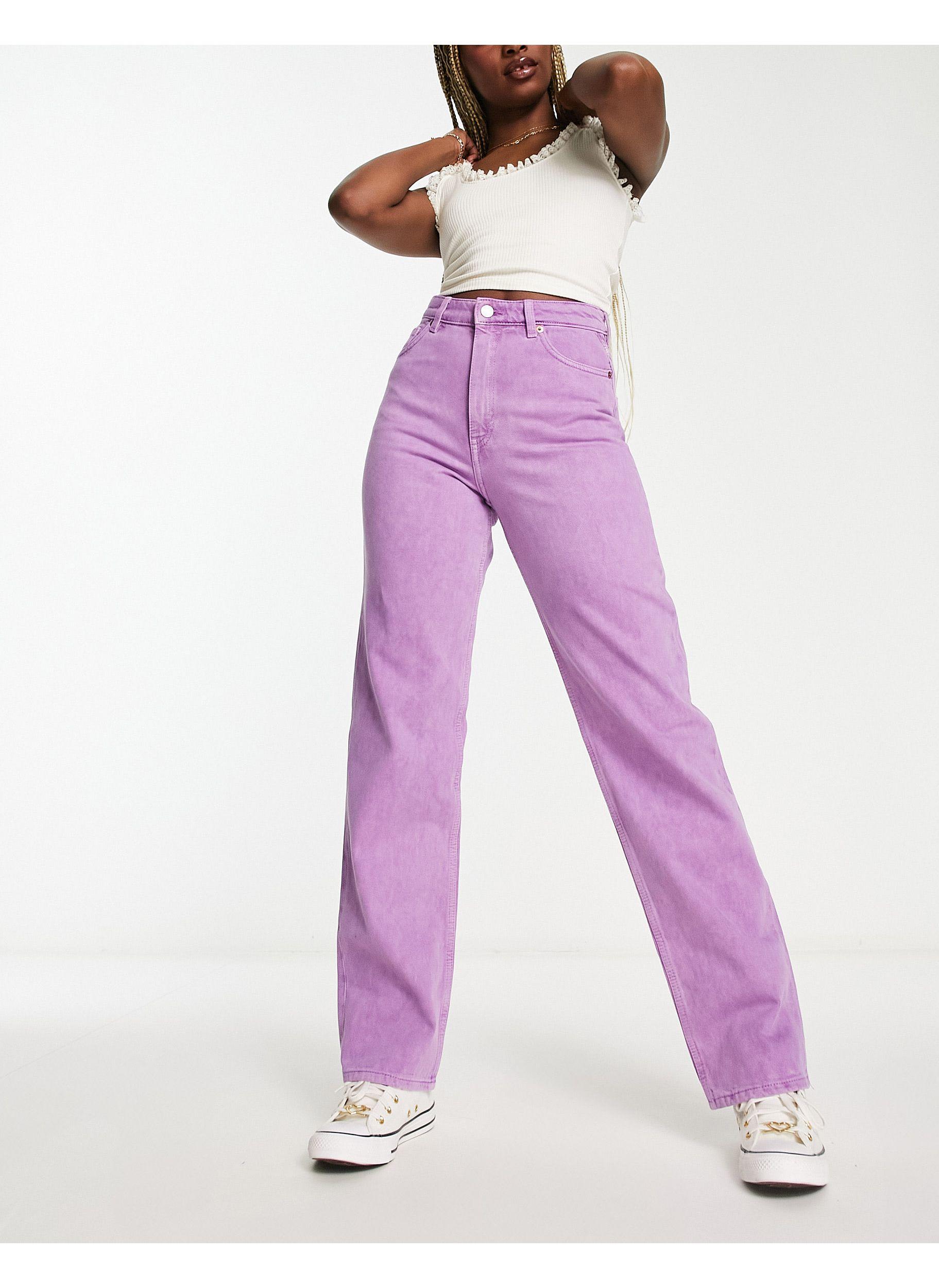 Monki Straight Leg Jeans in Purple | Lyst