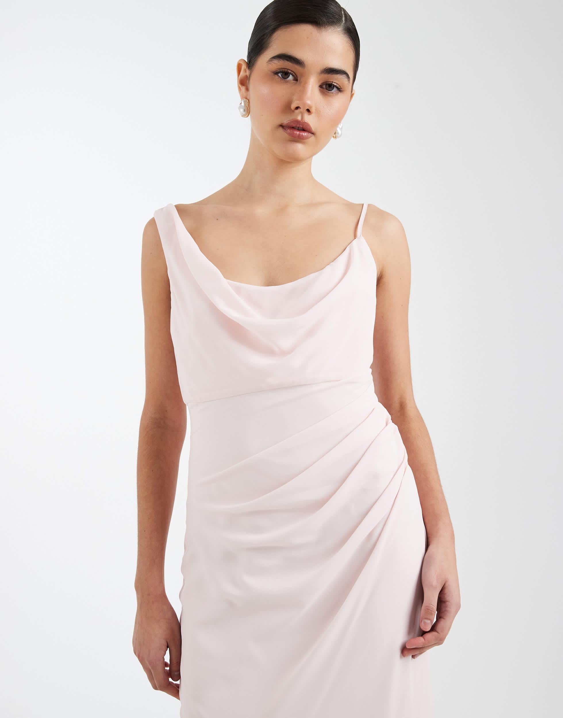pink asymmetric cowl neck maxi dress Fiona Floral Balboa Asymmetrical Midi Dress Curve  Sugarlips