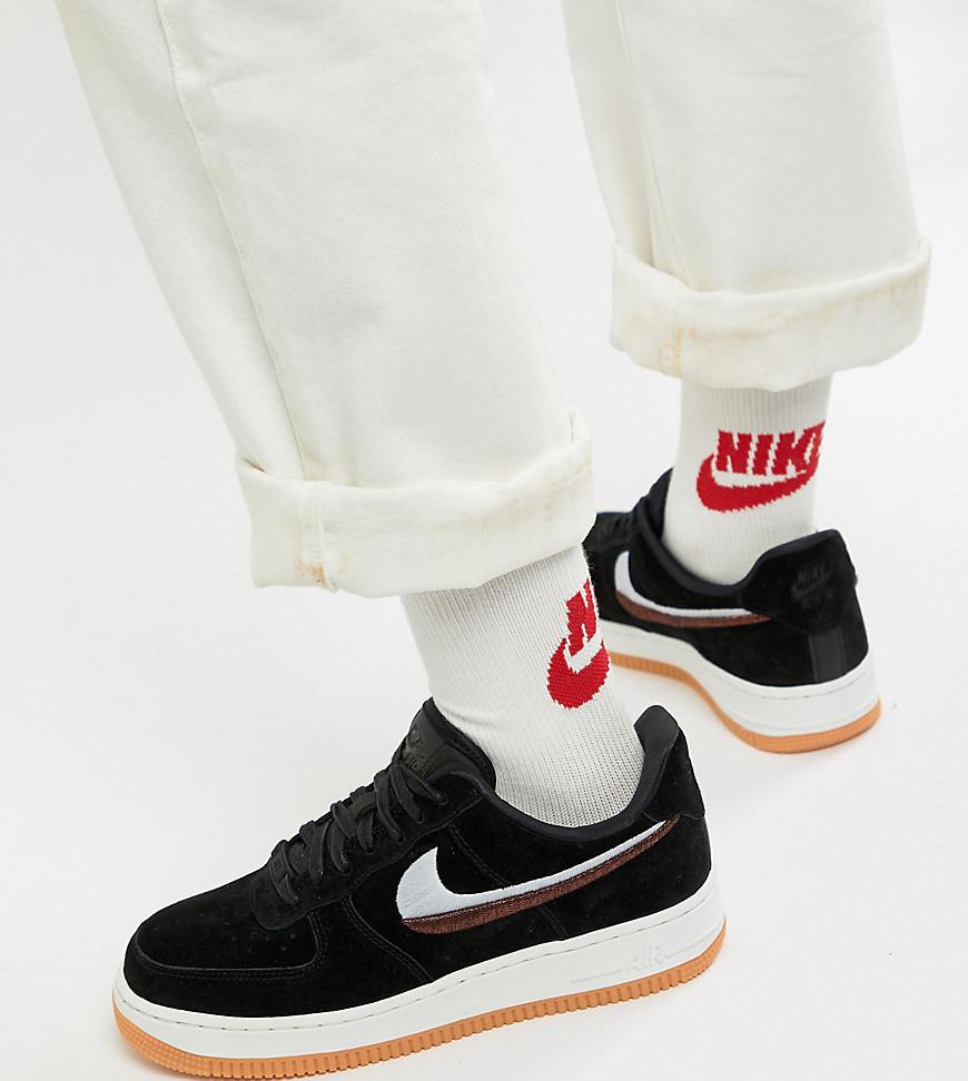 Nike Black Contrast Swoosh Air Force 1 Trainers - Lyst