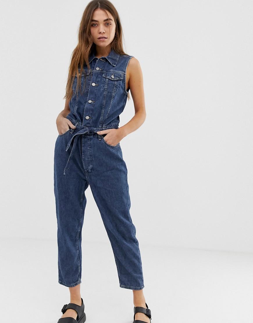 Tuta jumpsuit di jeans senza manicheLevi's in Denim di colore Blu | Lyst