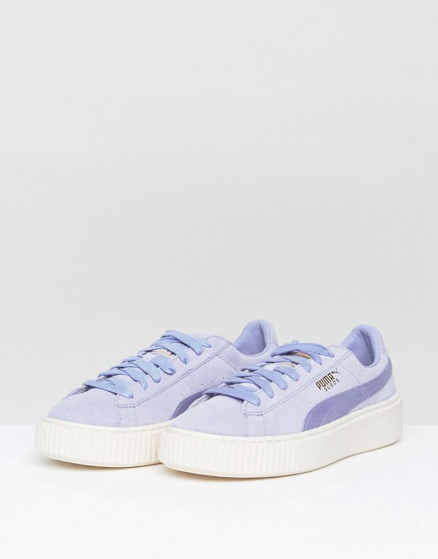 PUMA Suede Satin Platform Sneakers In Lilac in Purple | Lyst