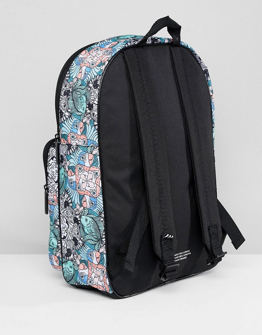 adidas Originals Classic Backpack In Floral Zebra Print in Blue | Lyst
