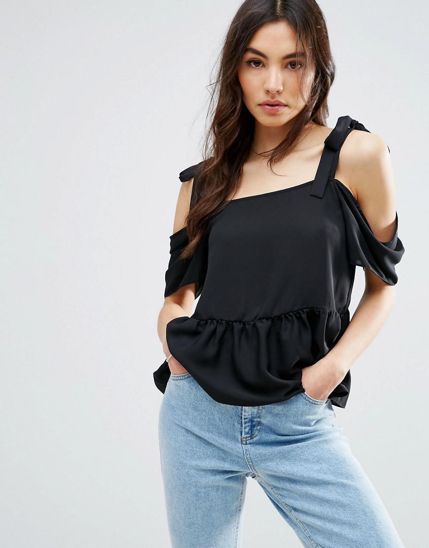 black cold shoulder top