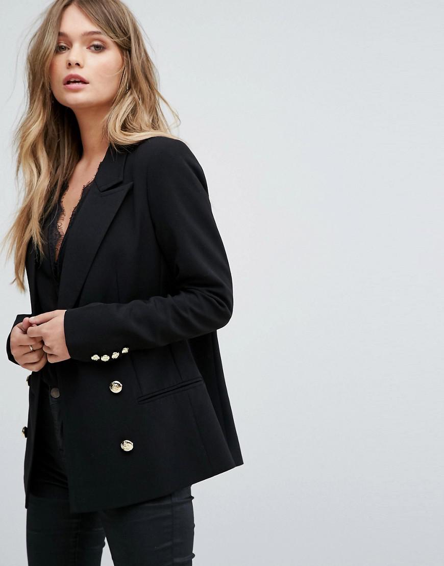 Y.A.S Double Breasted Blazer With Gold Buttons in Black | Lyst