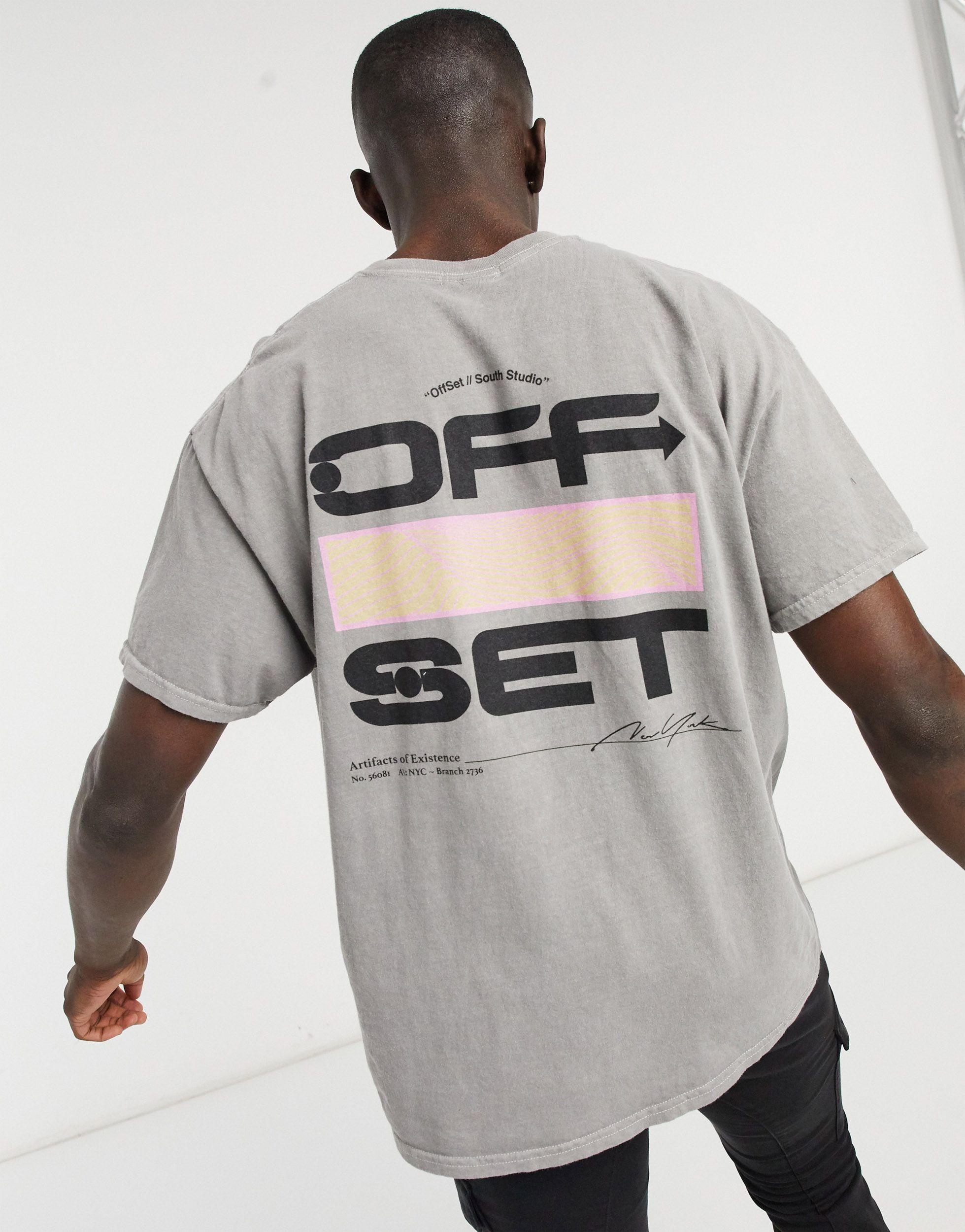 Oversized T-shirts- Grey Logo Back Print T-shirts for Men