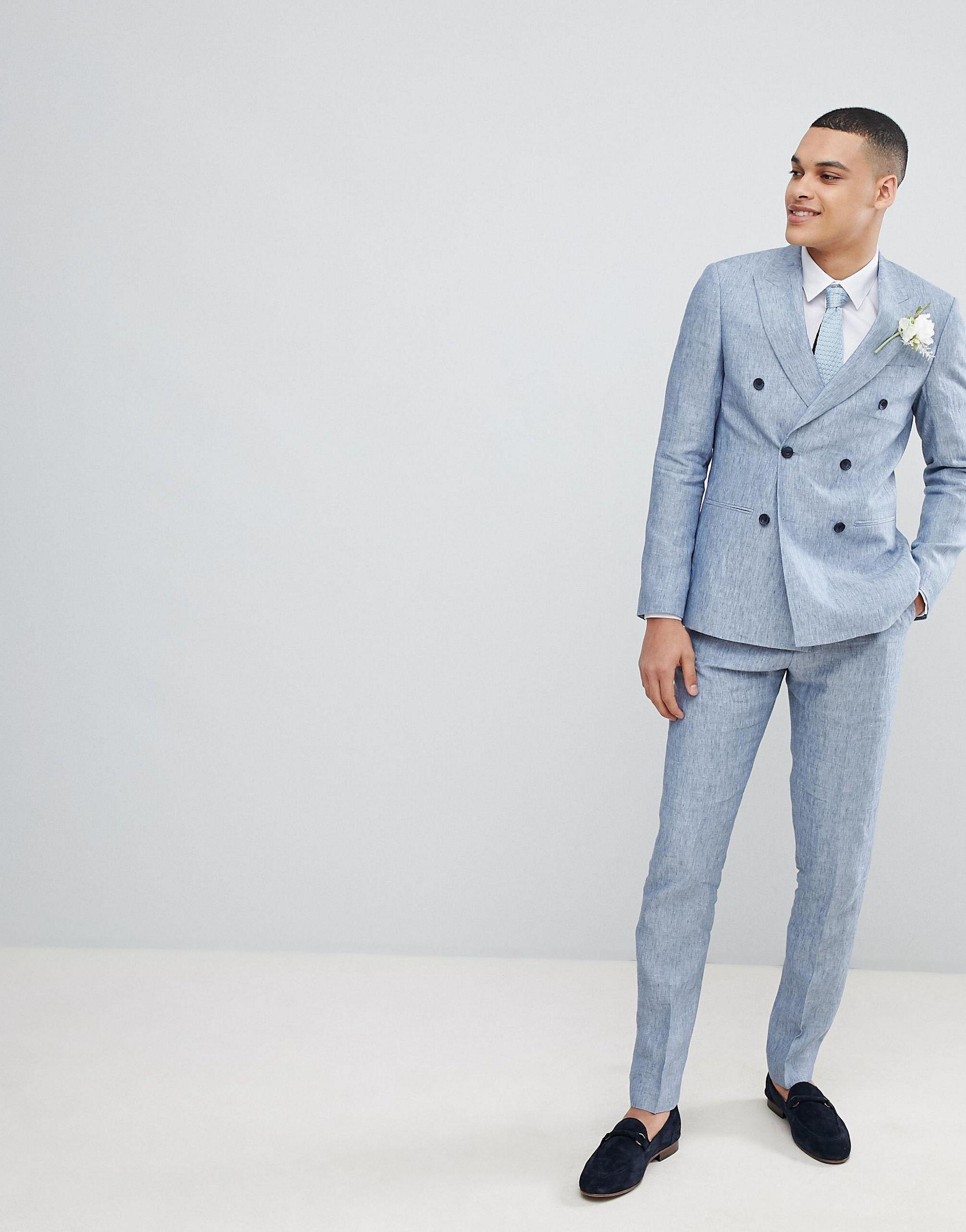 Reiss Slim Double Breasted Suit Jacket in Blue for Men | Lyst