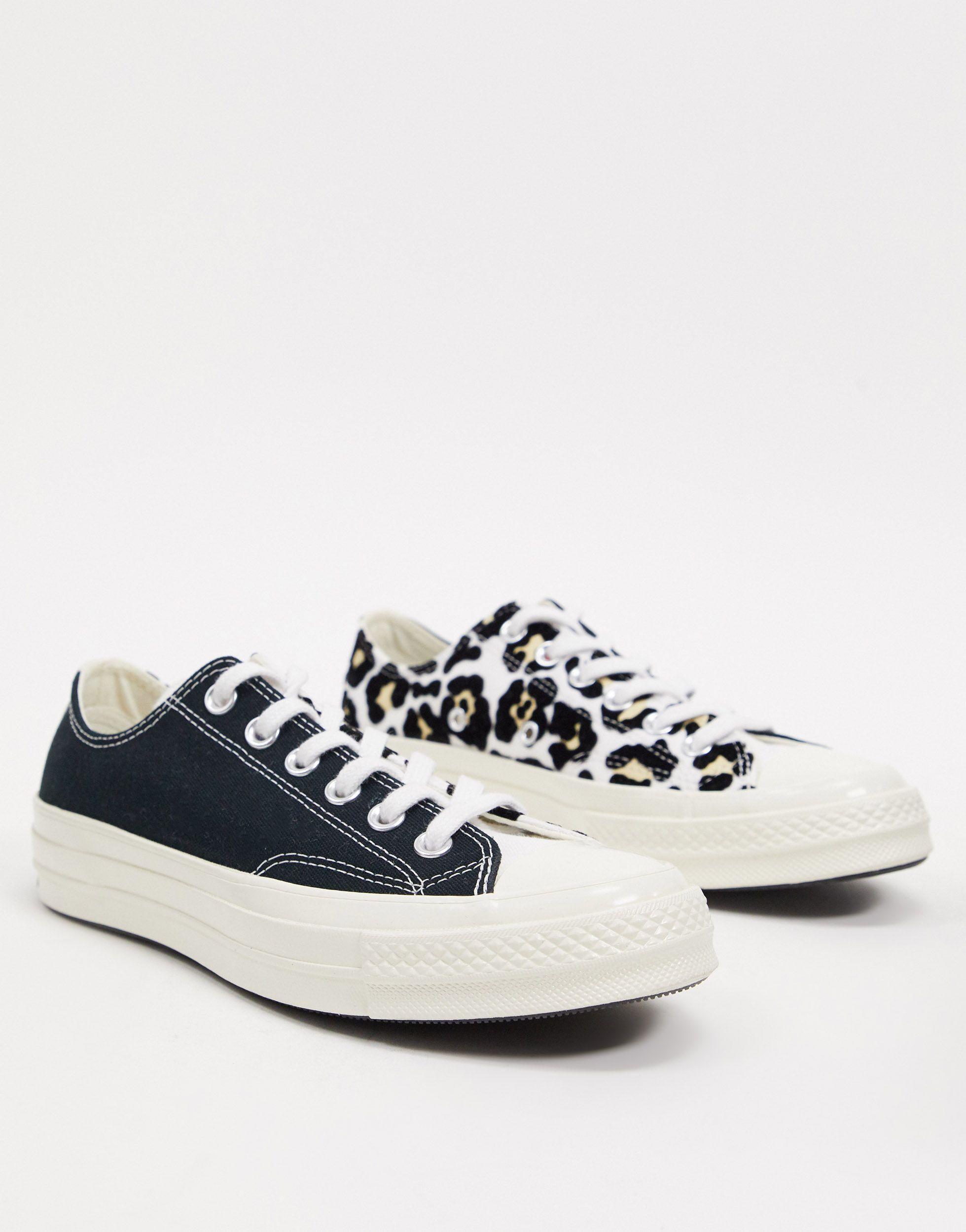 Converse Chuck 70 Ox Flocked Leopard Print Sneakers in Black | Lyst