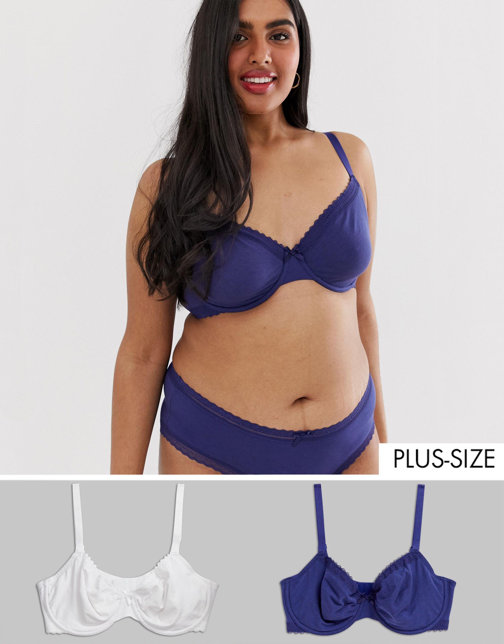 Barry Fordi Orkan DORINA Plus Size Lila 2-pack Organic Cotton Blend With Lace Non-padded Bras  in Blue - Lyst