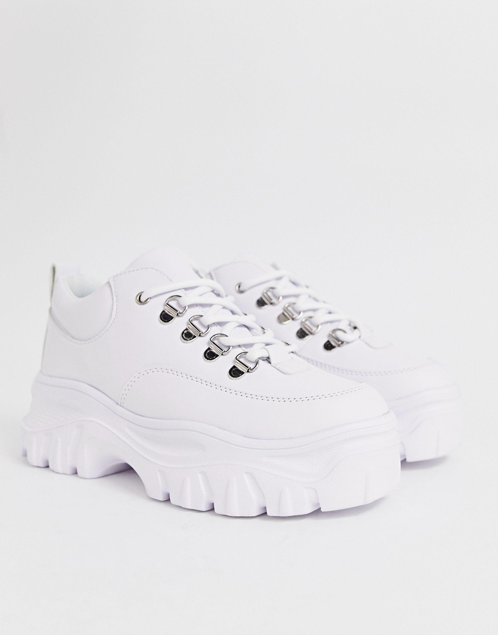 tæt brysomme Hvis Public Desire Leather Biggie White Chunky Trainers - Lyst