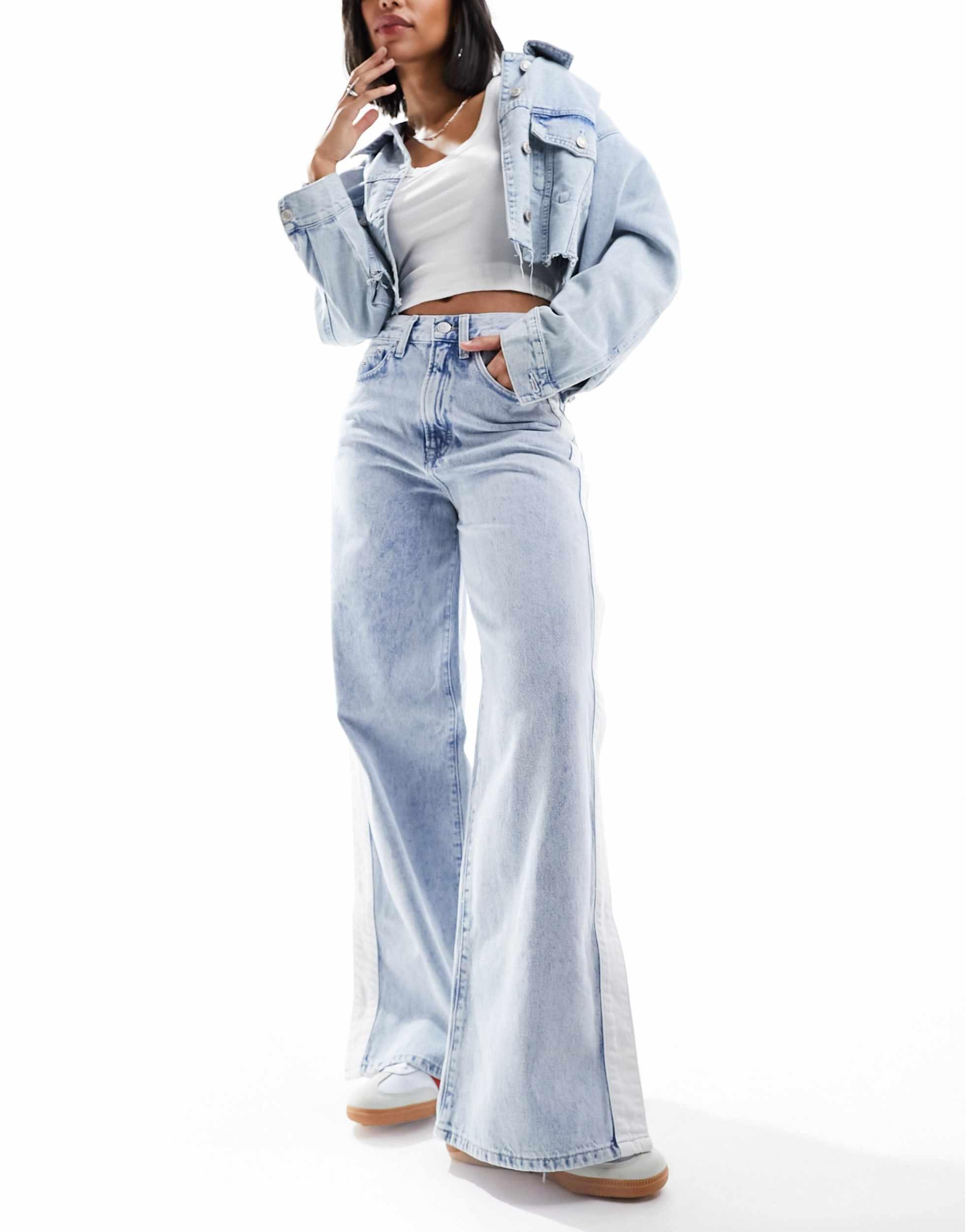 Claire jean large a taille haute avec fente laterale clair delave Tommy Hilfiger en coloris Bleu Lyst