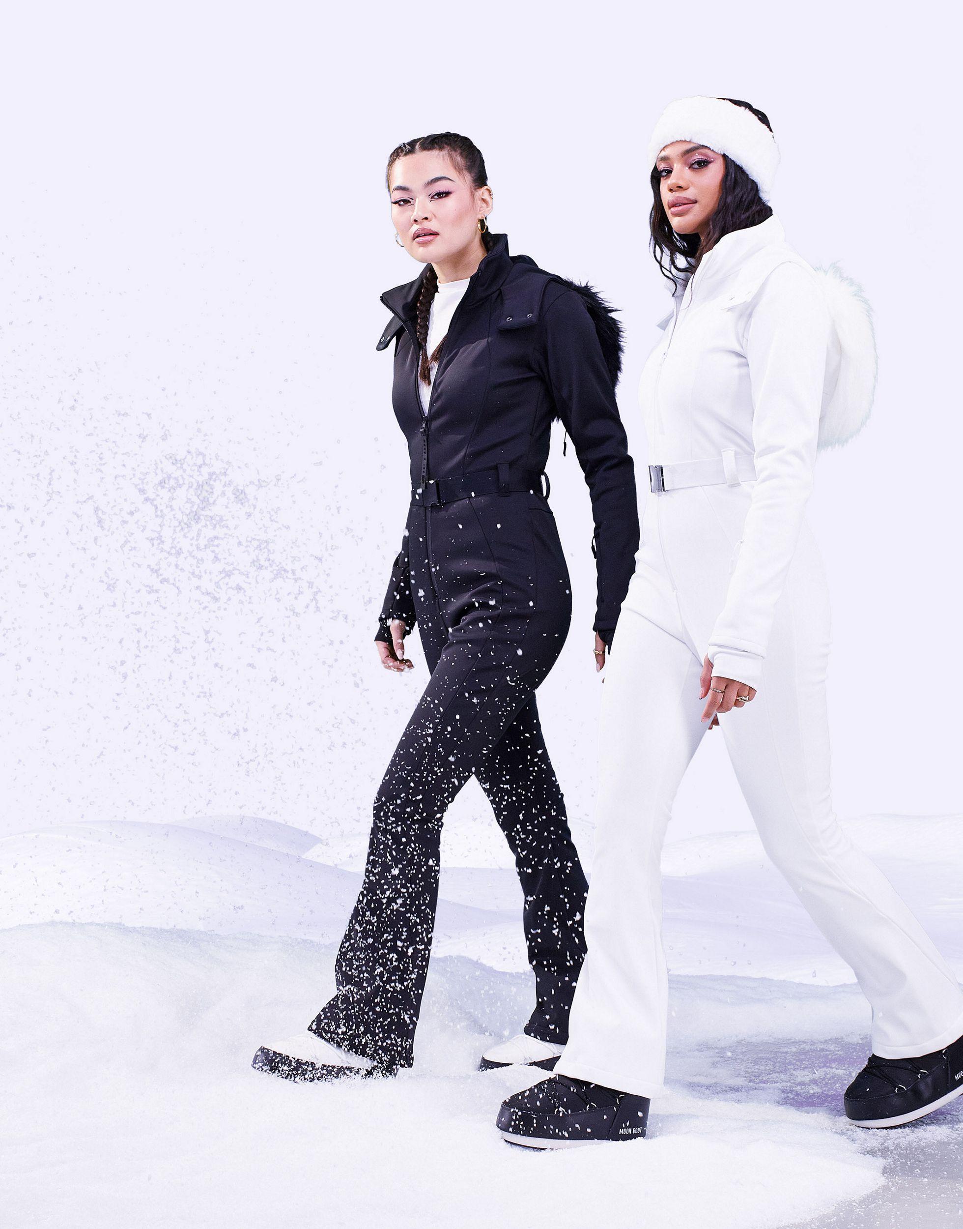 ASOS 4505 Ski Belted Ski Suit With Slim Kick Leg And Faux Fur Hood in