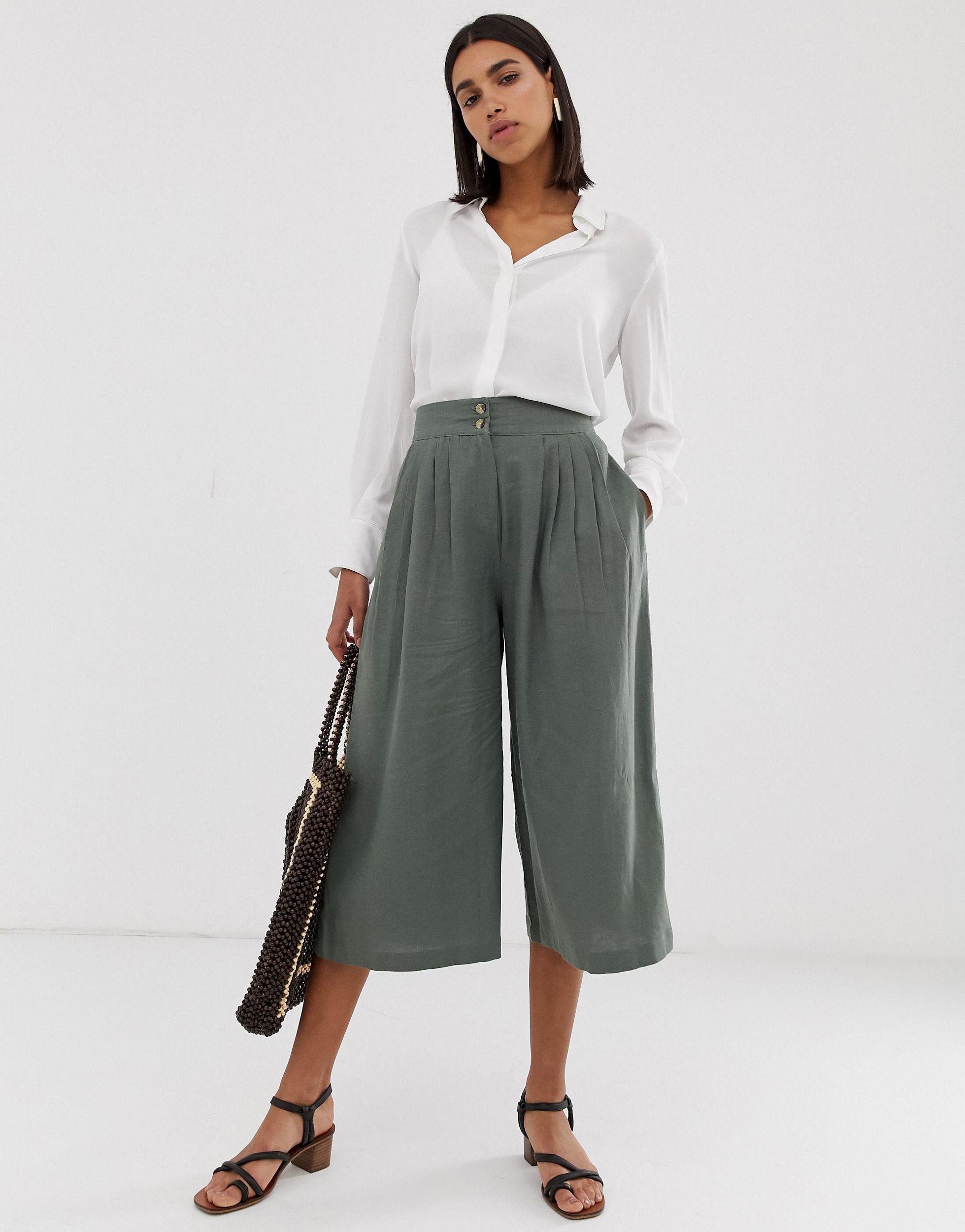 Jupe-culotte courte en lin Vero Moda en coloris Vert | Lyst