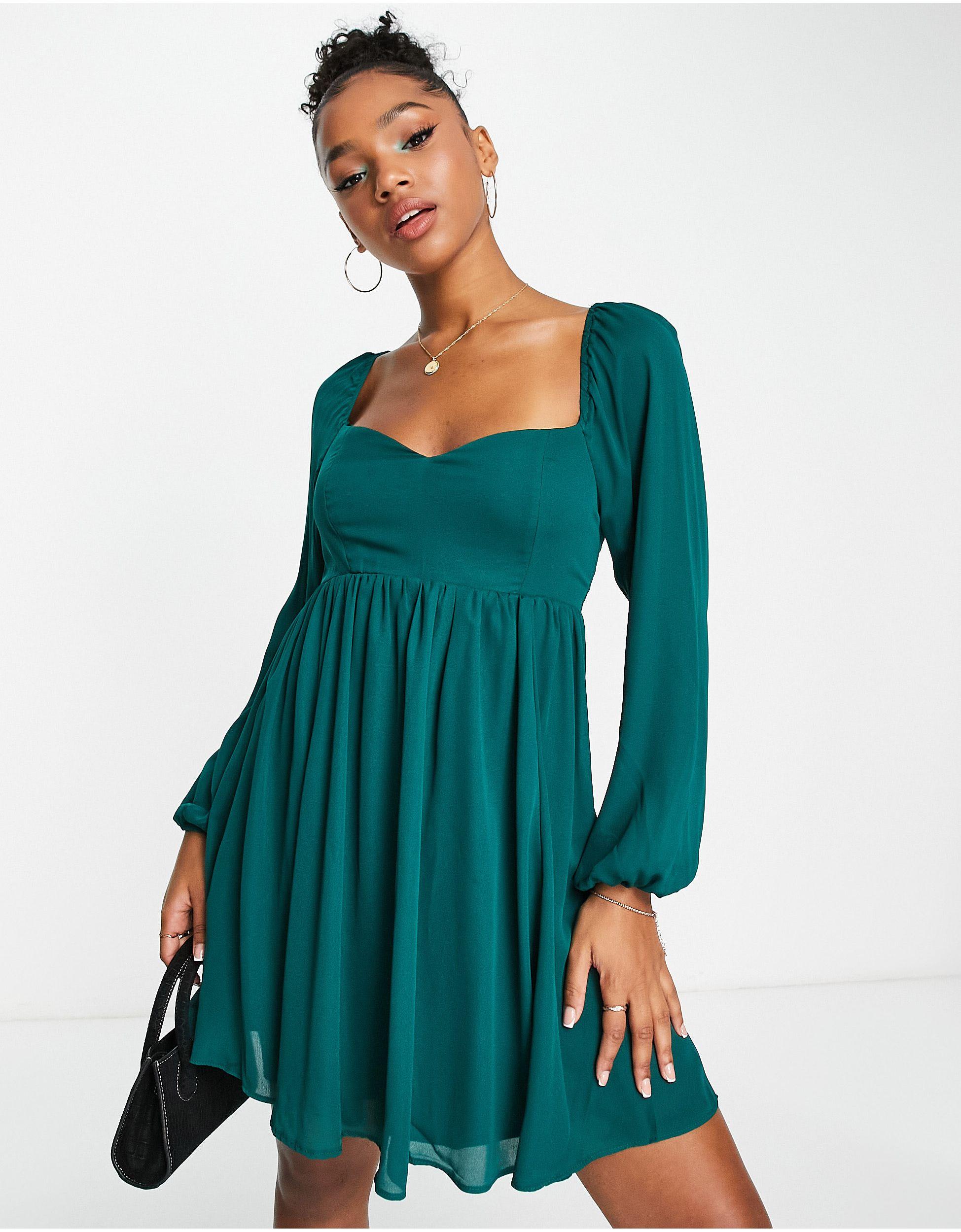 Abercrombie & Fitch Babydoll A-line Dress in Green | Lyst