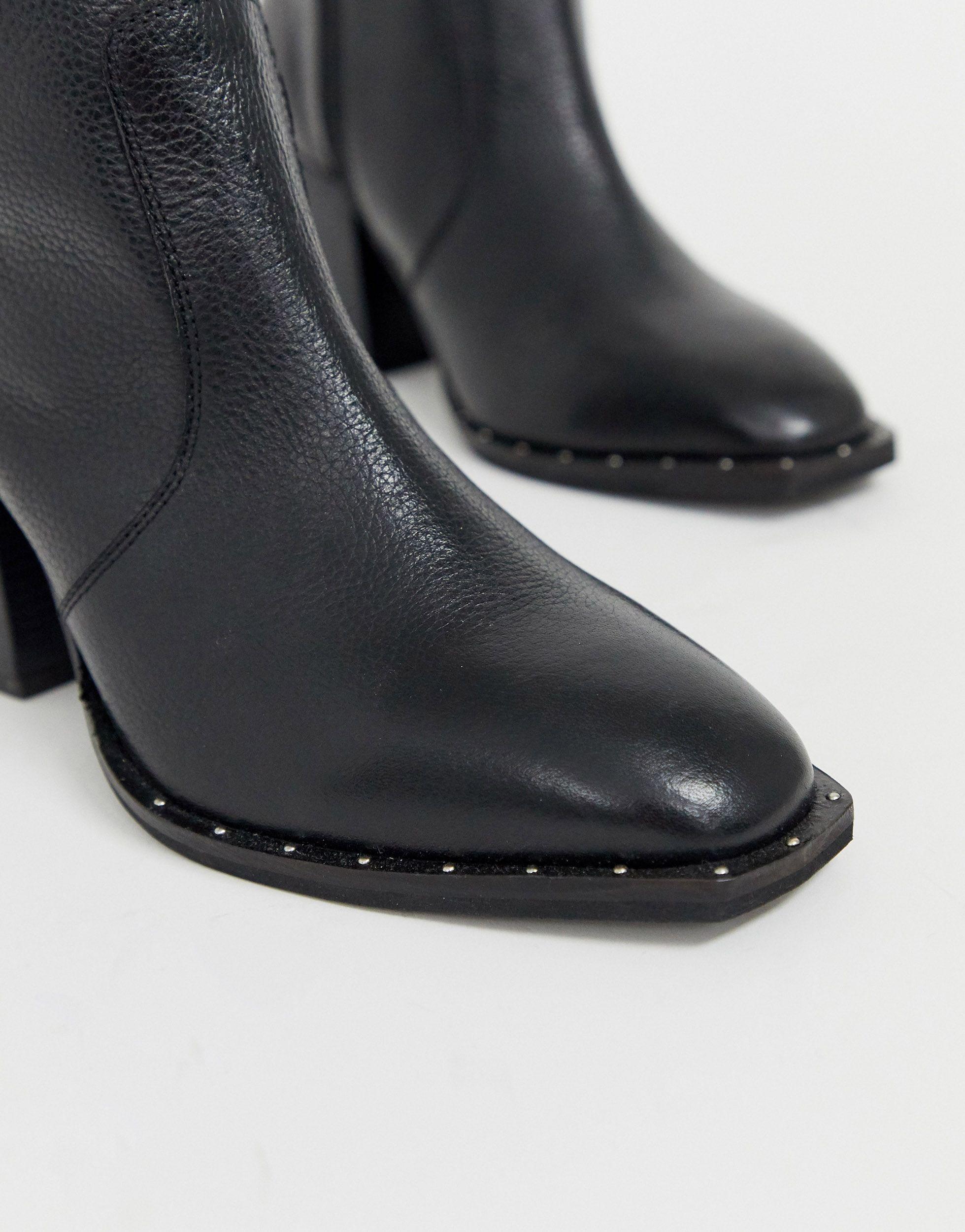 studded block heel boots