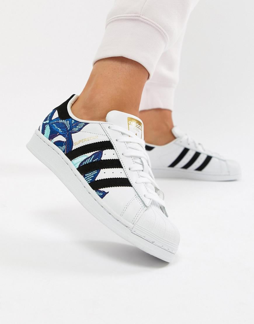adidas Originals Felt Superstar Sneakers In White With Embroidery ...