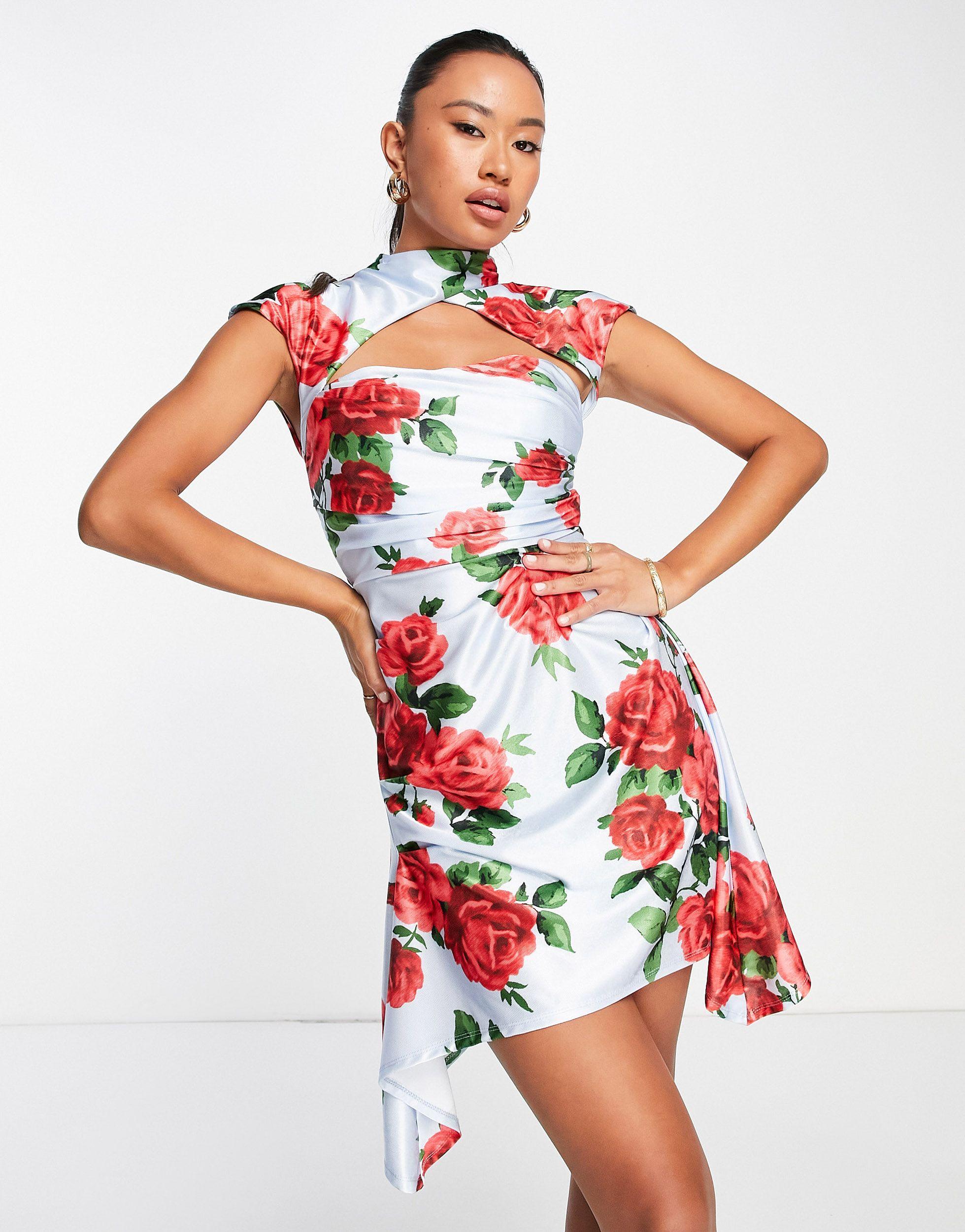 ASOS Mandarin Collar Flared Mini Dress | Lyst Australia