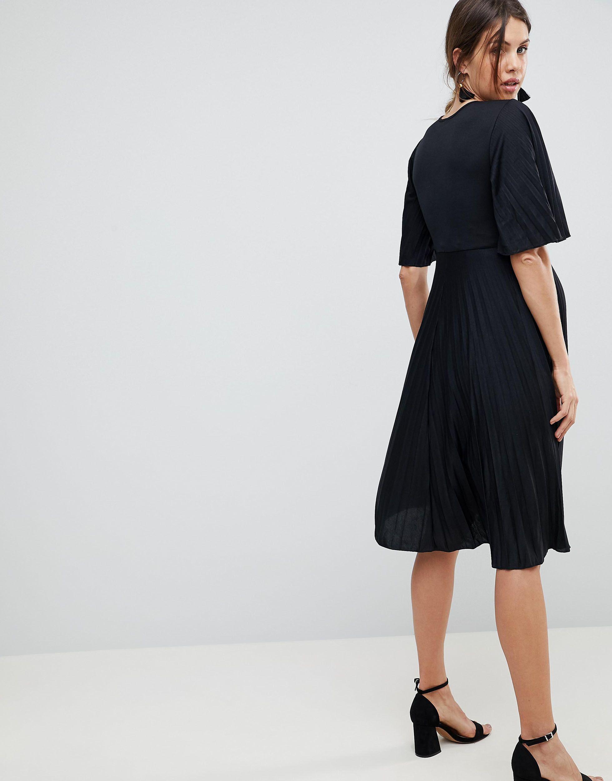 kimono pleated midi dress