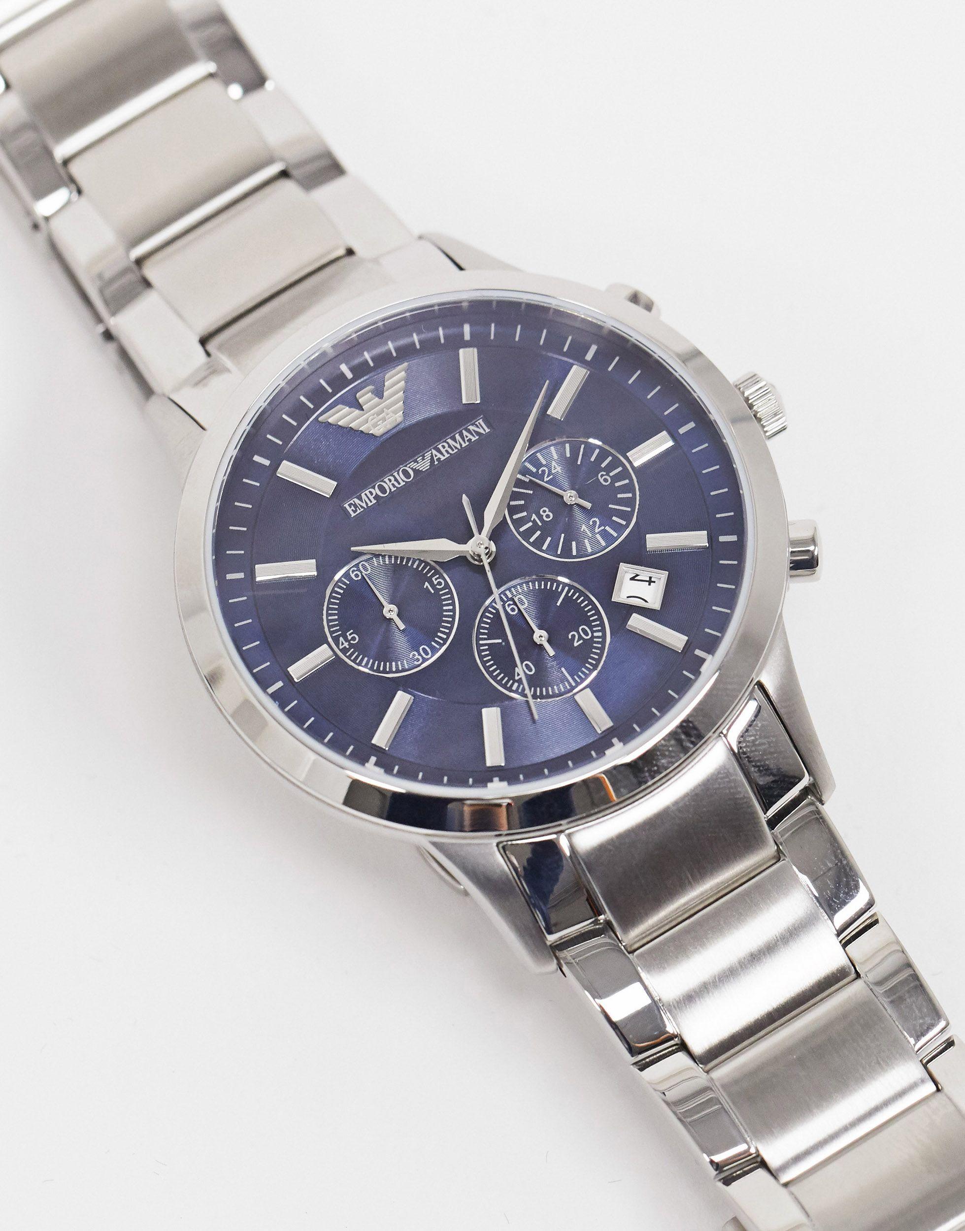 Emporio Armani – ne armbanduhr mit blauem zifferblatt, ar2448 in Mettallic  für Herren - Lyst