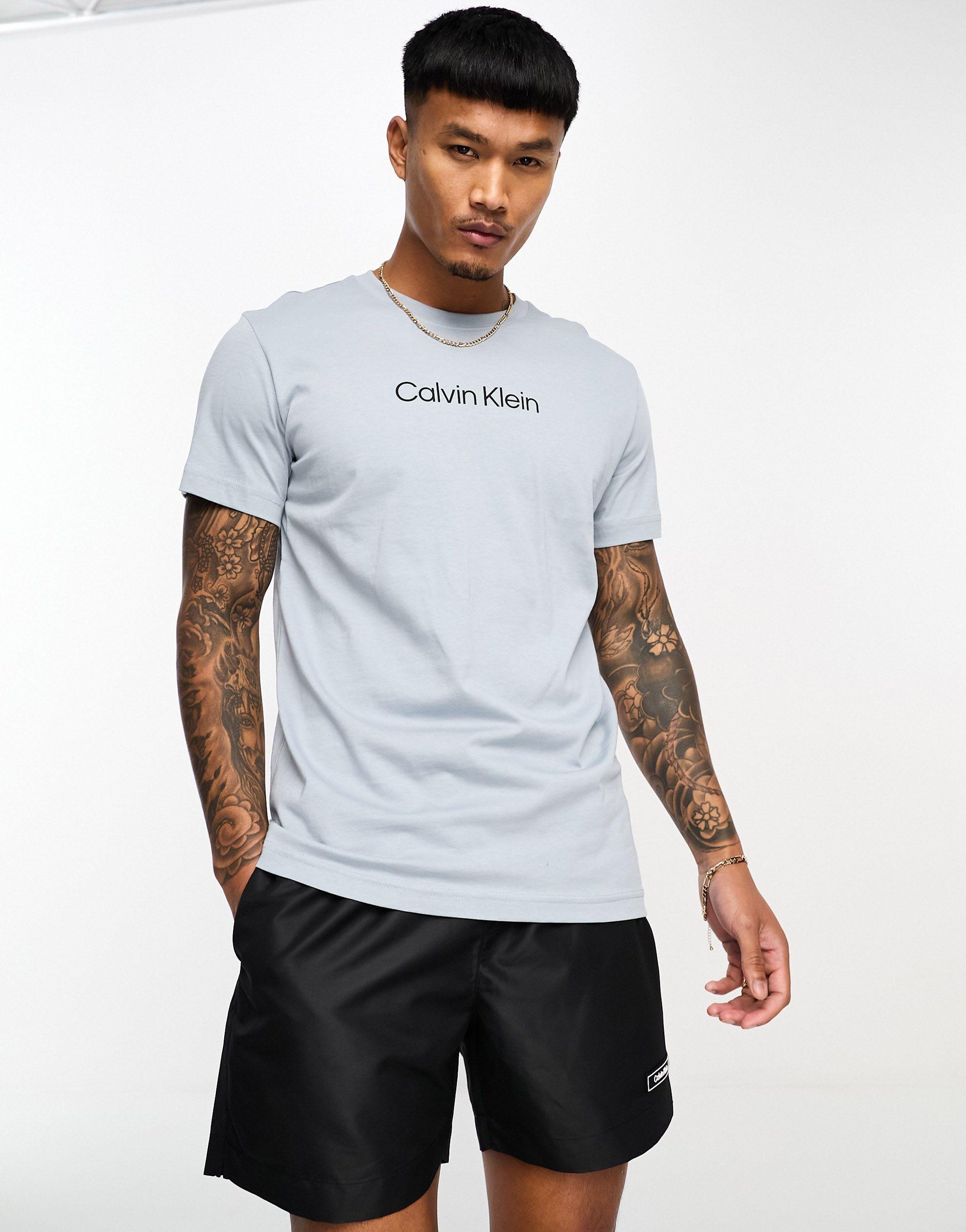 Calvin Klein Core Lifestyle Logo Crew Neck T Shirt in White for Men | Lyst