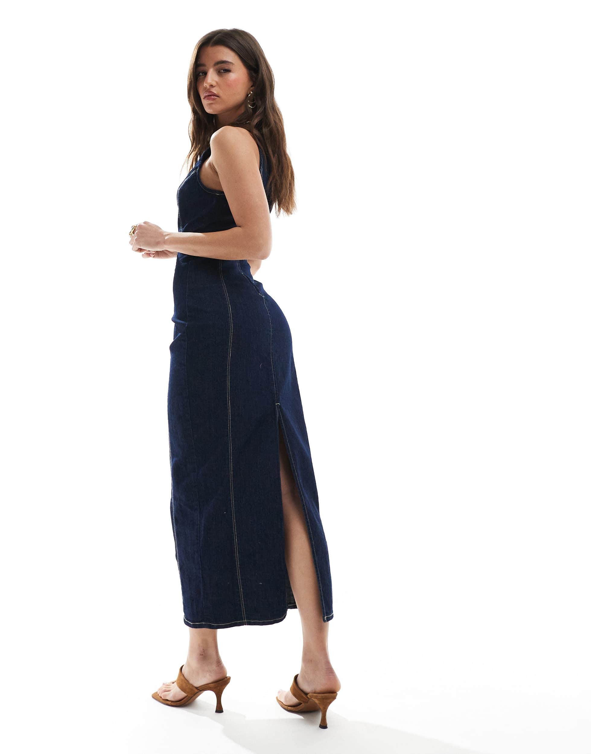 white christmas dresses Sosa Denim Maxi Dress - Women's Denim Dress main image 0