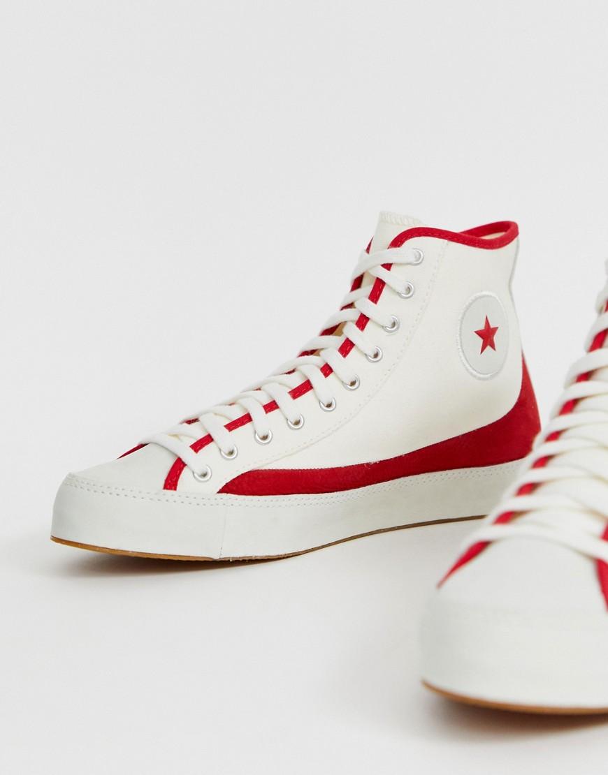 red and white converse