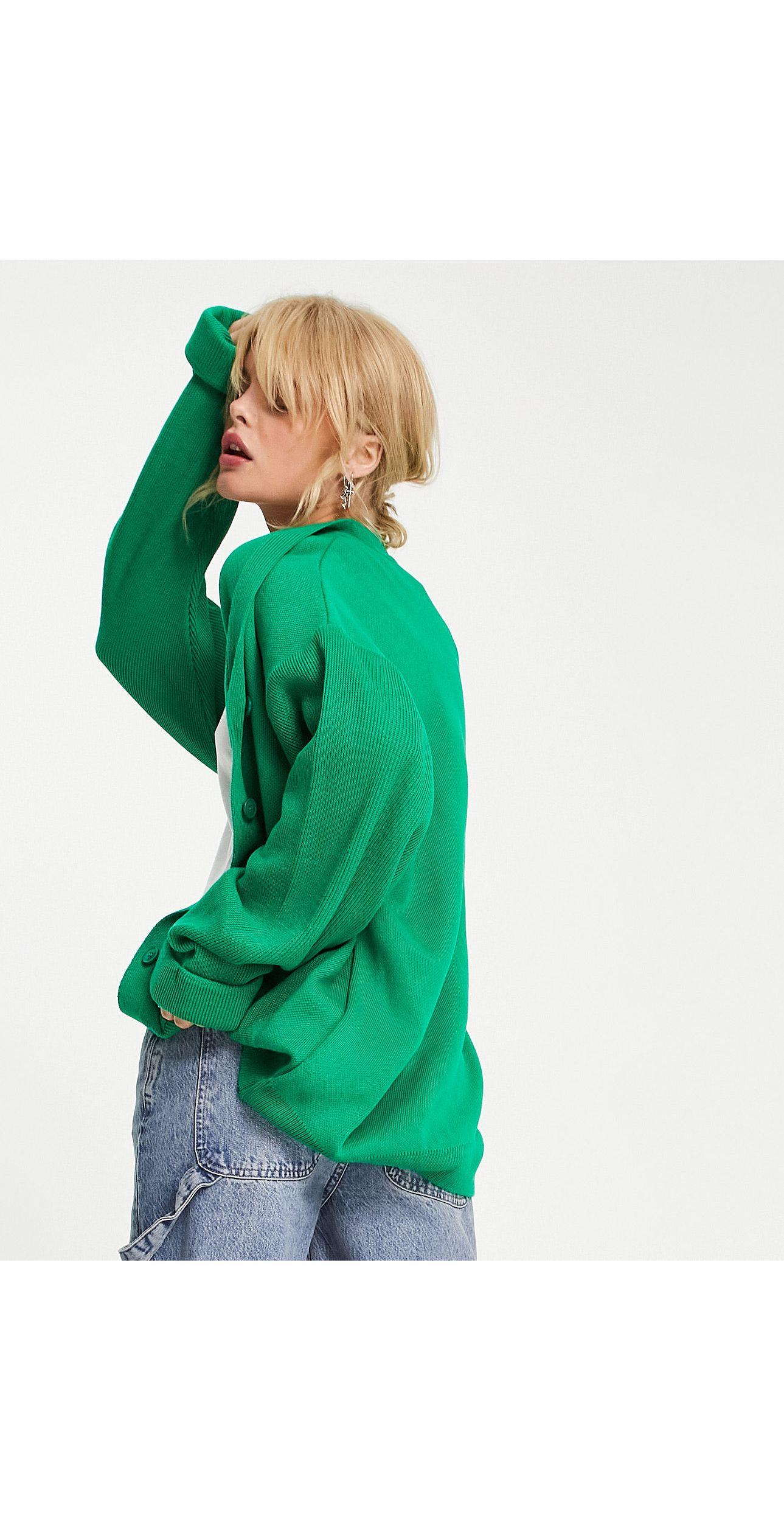 TOPSHOP Knitted Sweat Cardigan in Green | Lyst Canada