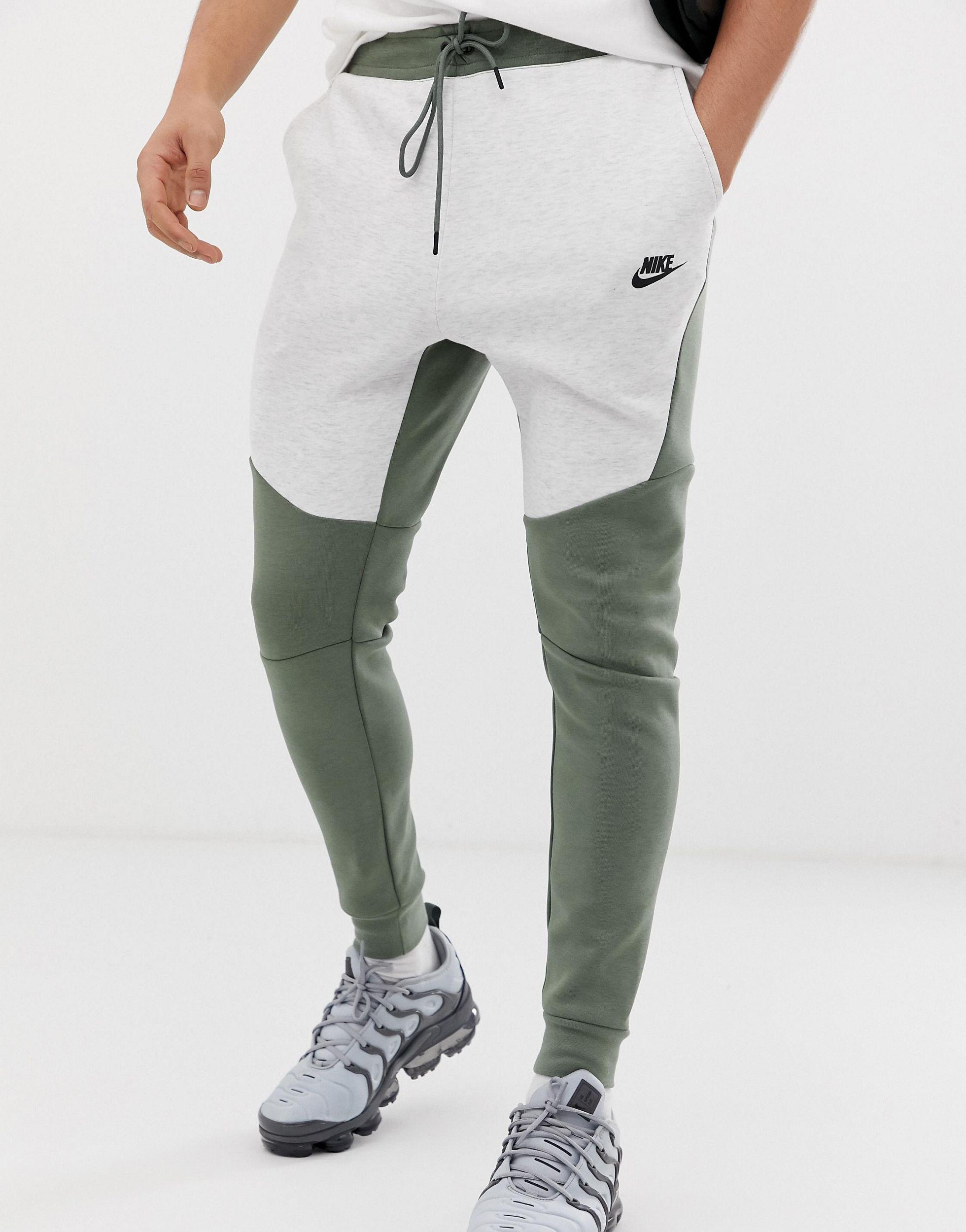 Nike Tech Fleece Joggers In Green in Beige (Natural) for Men | Lyst
