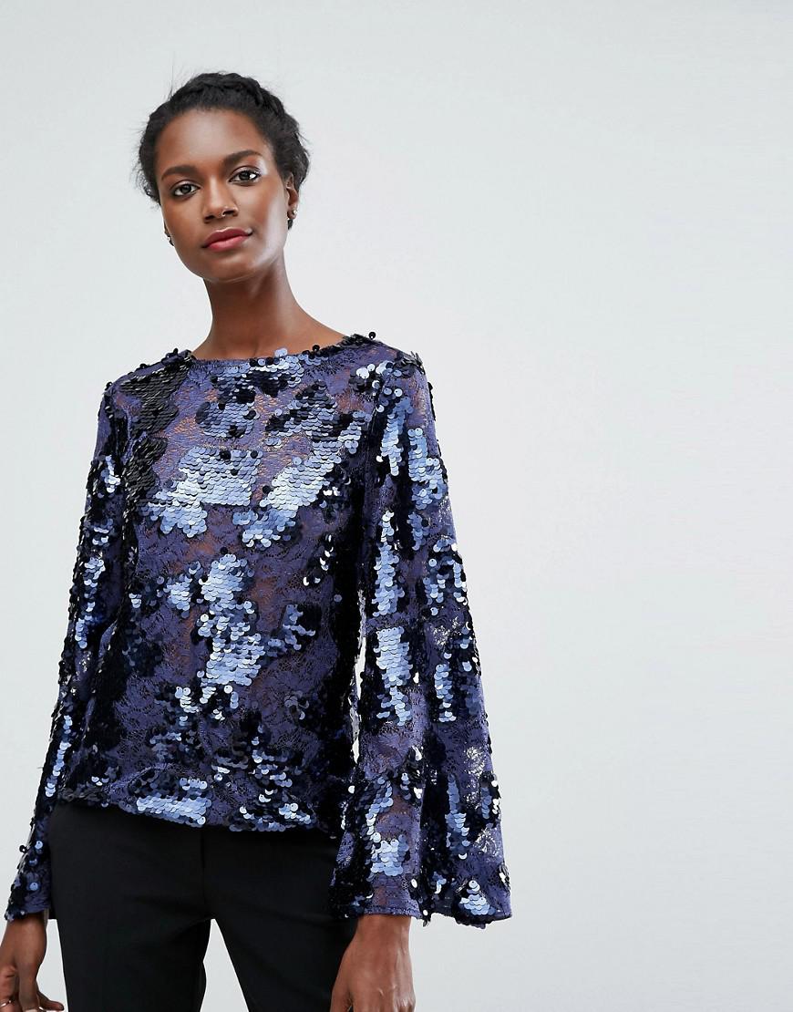 bell sleeve sequin top