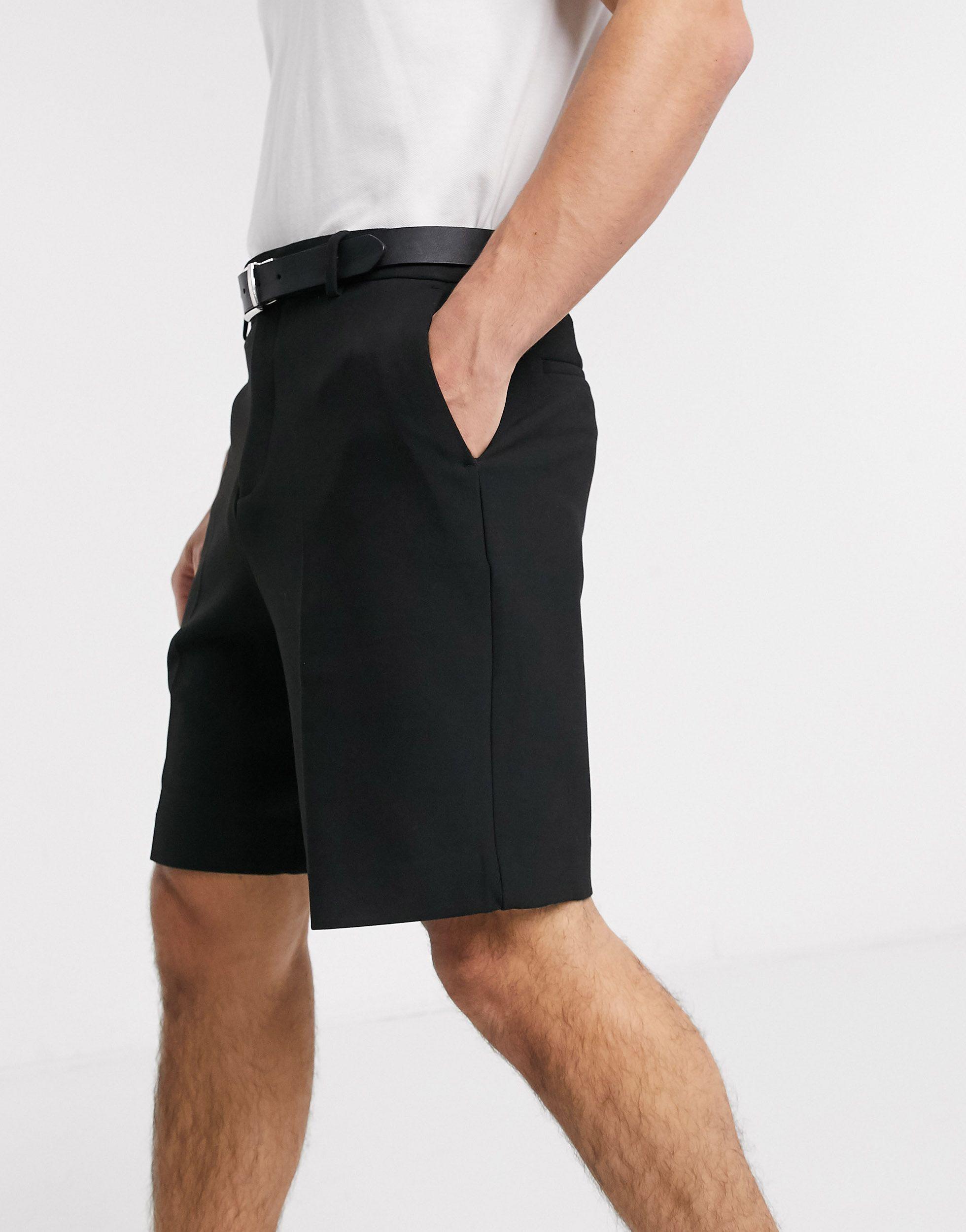 ASOS Synthetic Wide Leg Smart Shorts in Black for Men - Lyst